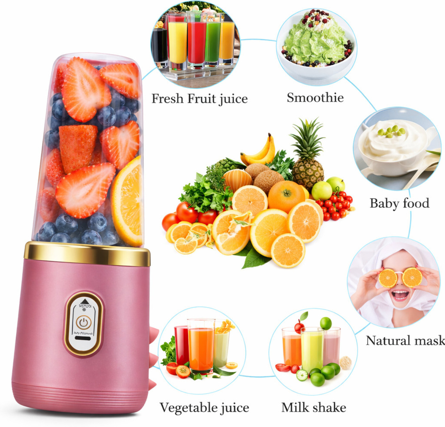 Image of Tazomi Portable USB Rechargeable Juicer Blender Mini Smoothie Maker Bottle 126 W Juicer