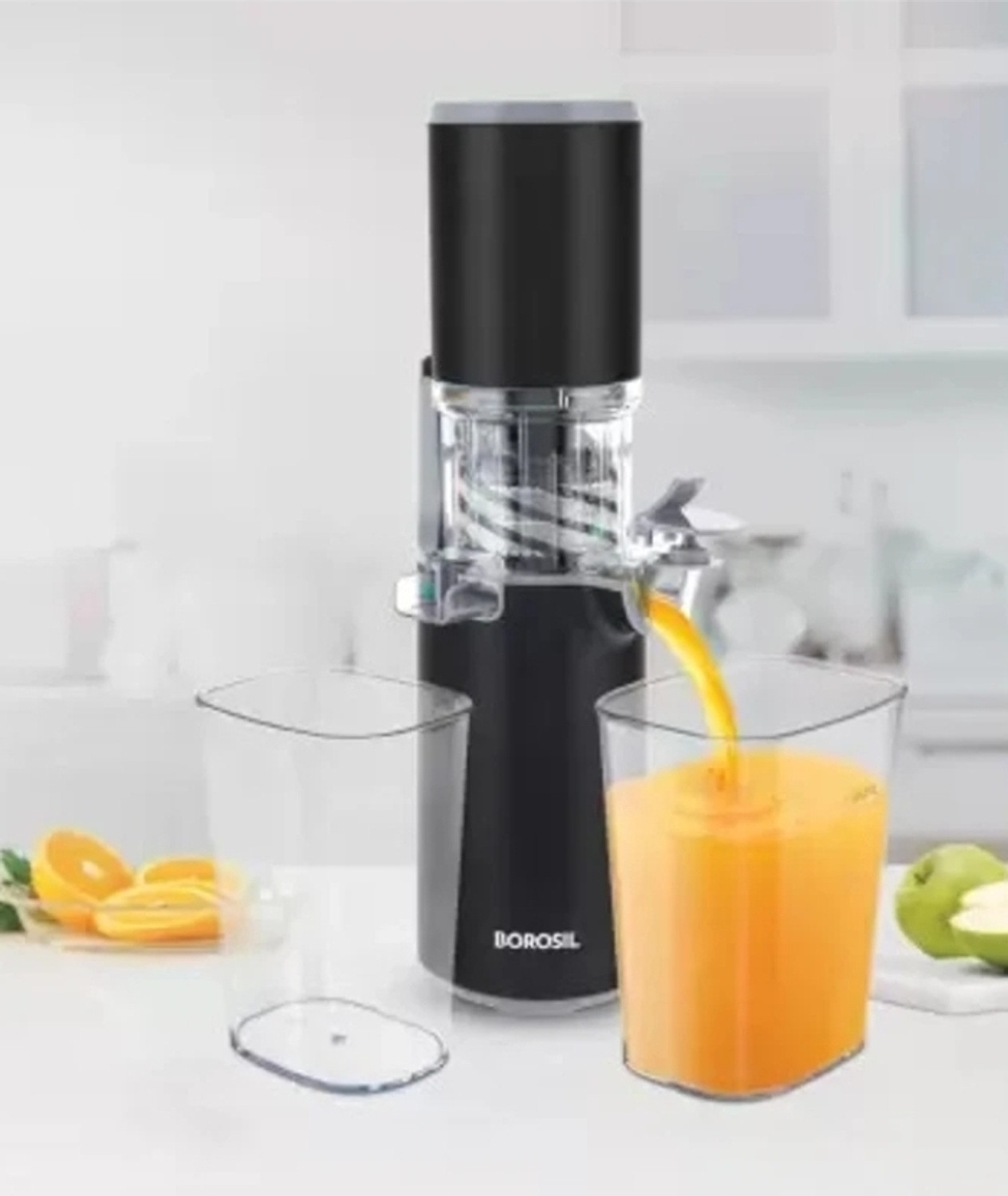 Image of BOROSIL Easy Juice Cold Press Slow Jucier 200 W Juicer Mixer Grinder (Jucier | 2 Jars | Black, Transparent)
