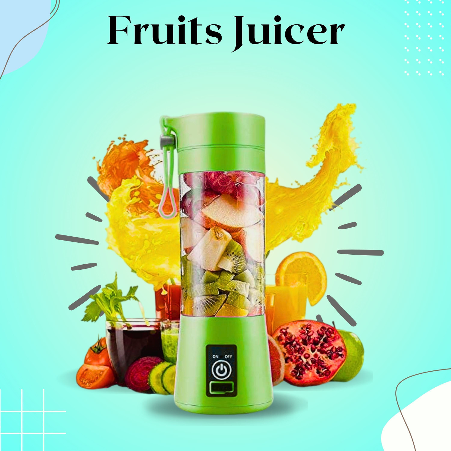 Image of JayGopalTrendz Electric Rechargeable Fruit Juicer Maker Portable USB Mini Juicer ShakerTY122 350 W Juicer Mixer Grinder