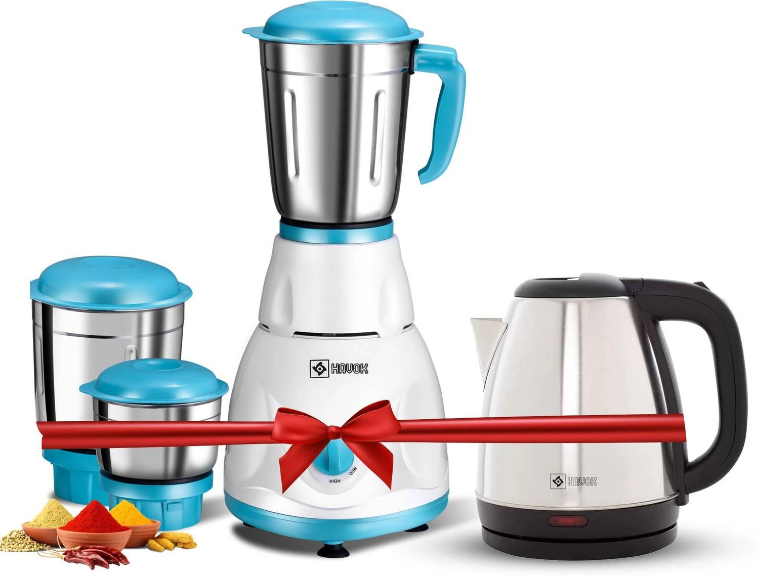 Havok 750 W Mixer Grinder With 1500 Kettle Combo Offer | 3 Jars | Blue & White) 750 W Juicer Mixer Grinder price history chart and lowest price