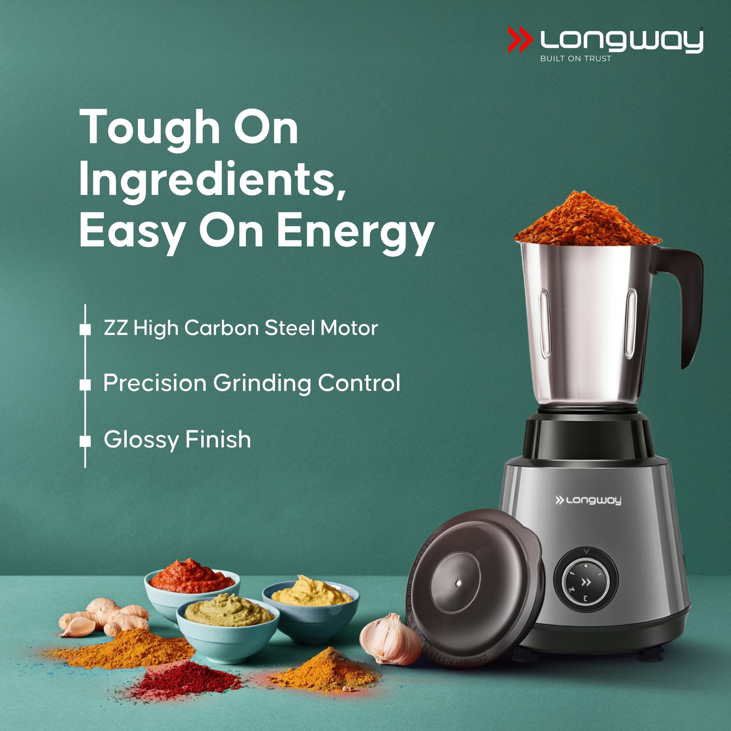 Image of Longway Powerful Motor for Grinding, Mixing, Juicing Up to 750 W Juicer Mixer Grinder