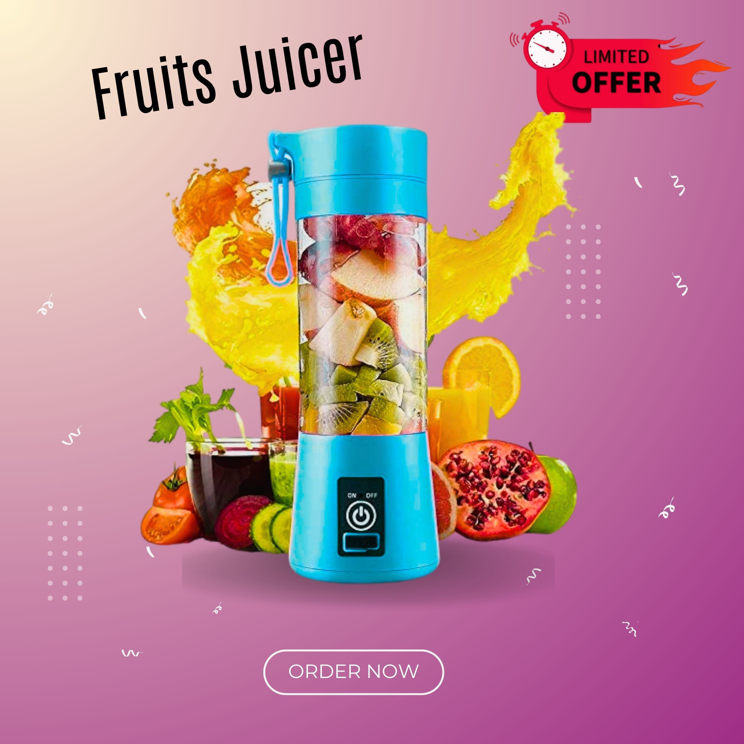 Image of JayGopalTrendz Electric Rechargeable Fruit Juicer Maker Portable USB Mini Juicer ShakerTY223 350 W Juicer Mixer Grinder
