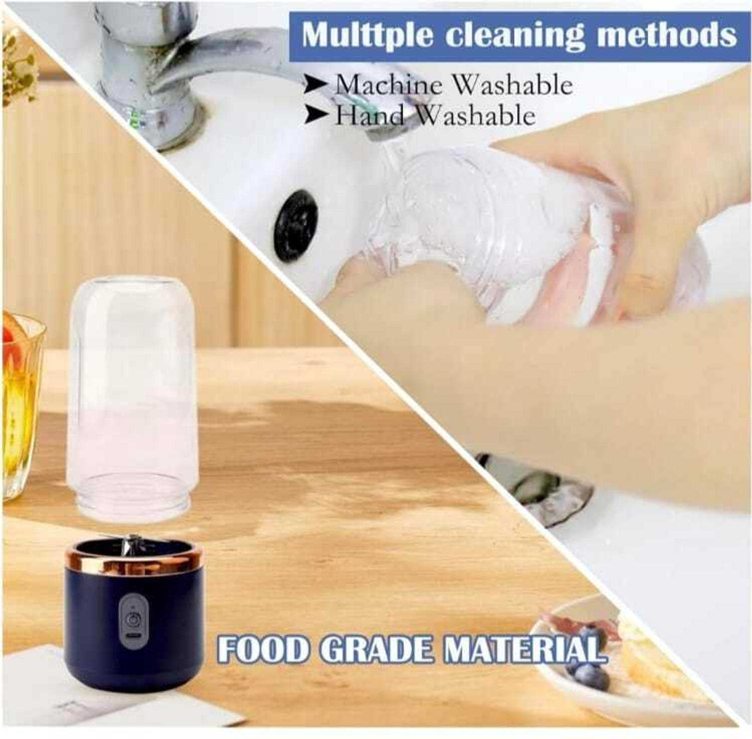 Image of MAHNOOR ENTERPRISES Portable Electric USB Rechargeable Juicer Mixer for Smoothies, Shakes & Juices 230 W Juicer