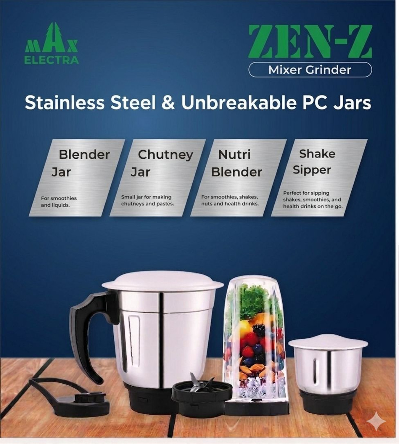 Image of MAX ELECTRA ZEN-Z44 500 W Juicer Mixer Grinder