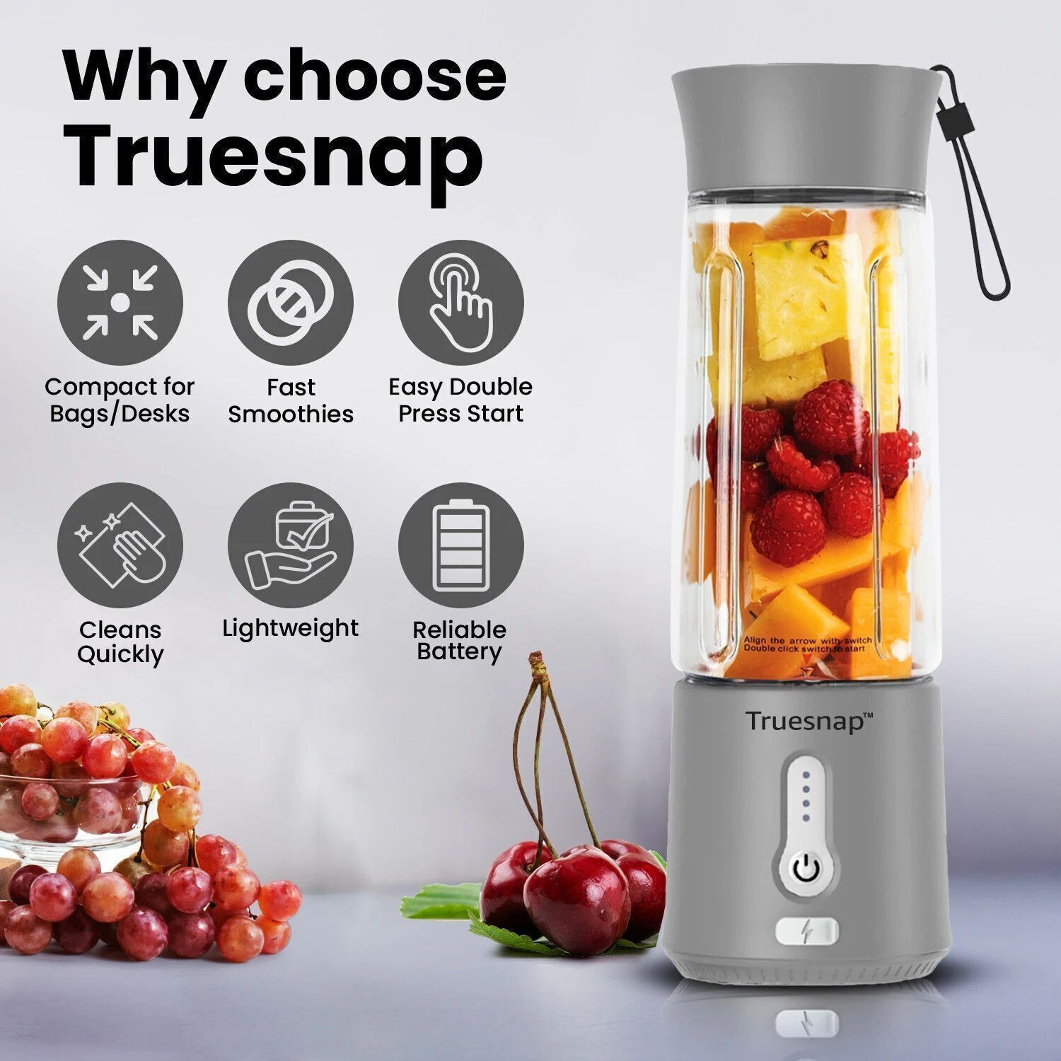 Image of Truesnap QUIX 500ml Portable Blender|Rechargeable 230 W Mixer Grinder