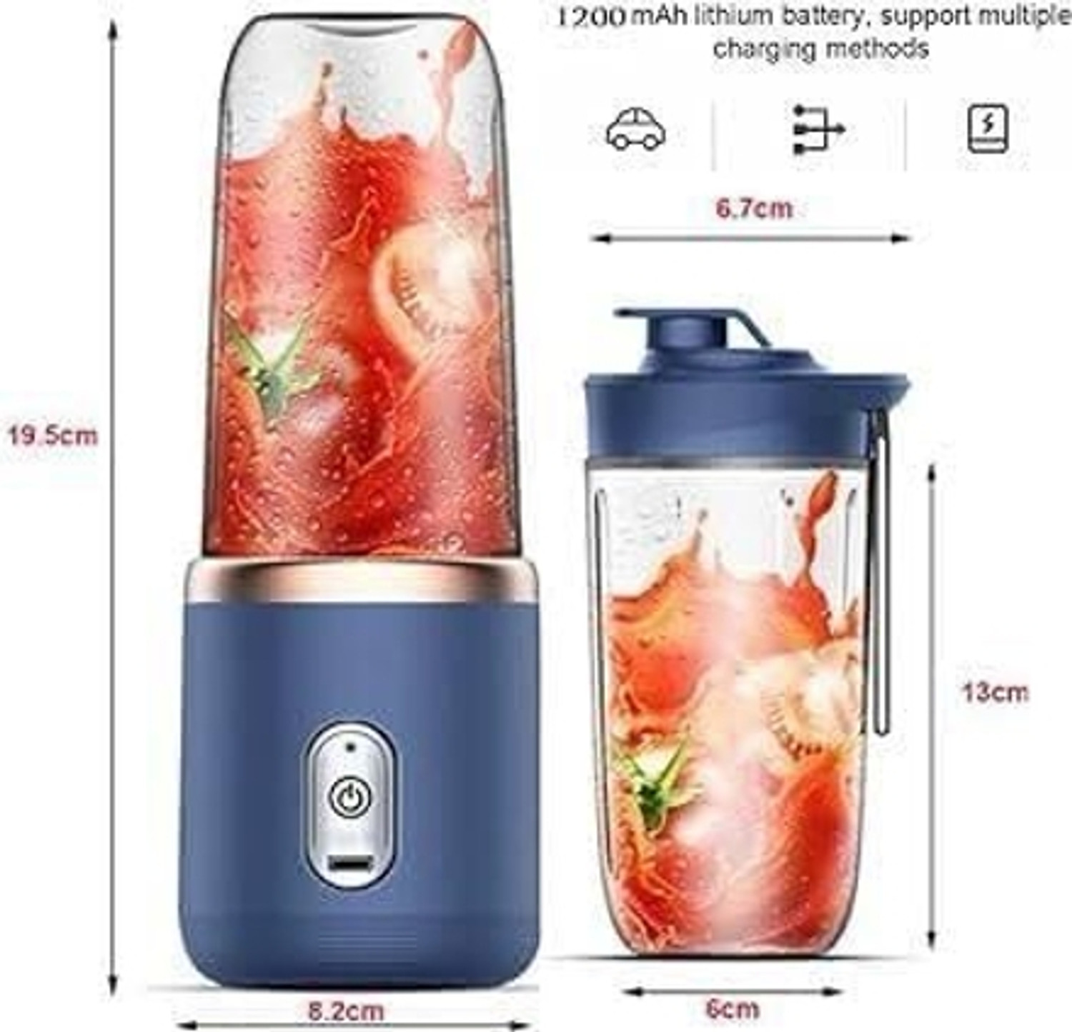 Image of Hemovia Plastic Plastic Portable Electric USB Juice Maker Juicer Bottle Blender Hand Juicer Hand Juicer