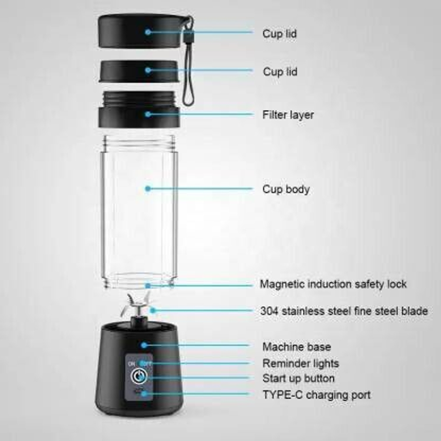 Image of JayGopalTrendz Electric Fruit Juicer Maker USB Rechargeable Mini Juicer Mixer GrinderIH356 350 W Juicer Mixer Grinder