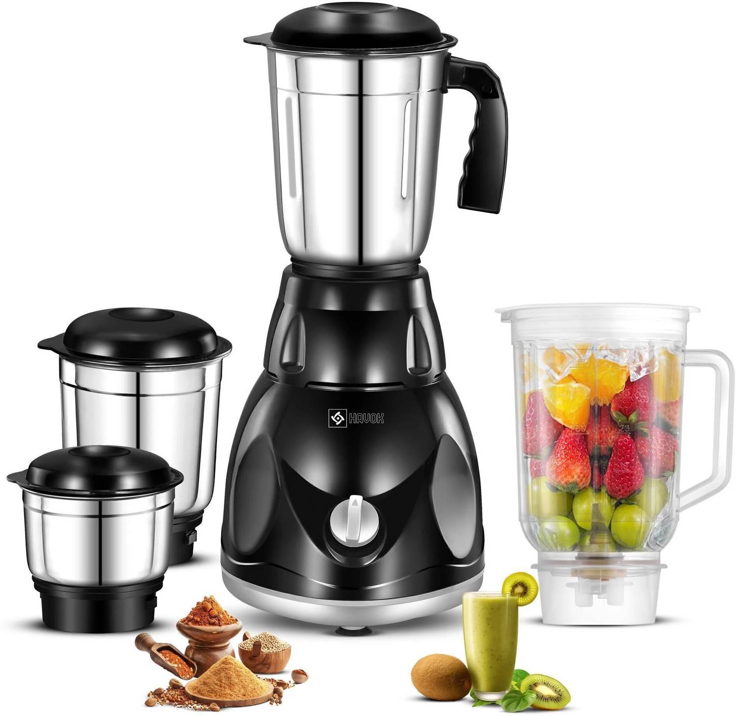 Havok Black_Mixer_4Jar 750 W Juicer Mixer Grinder (Hav/Mix/4Jar(B