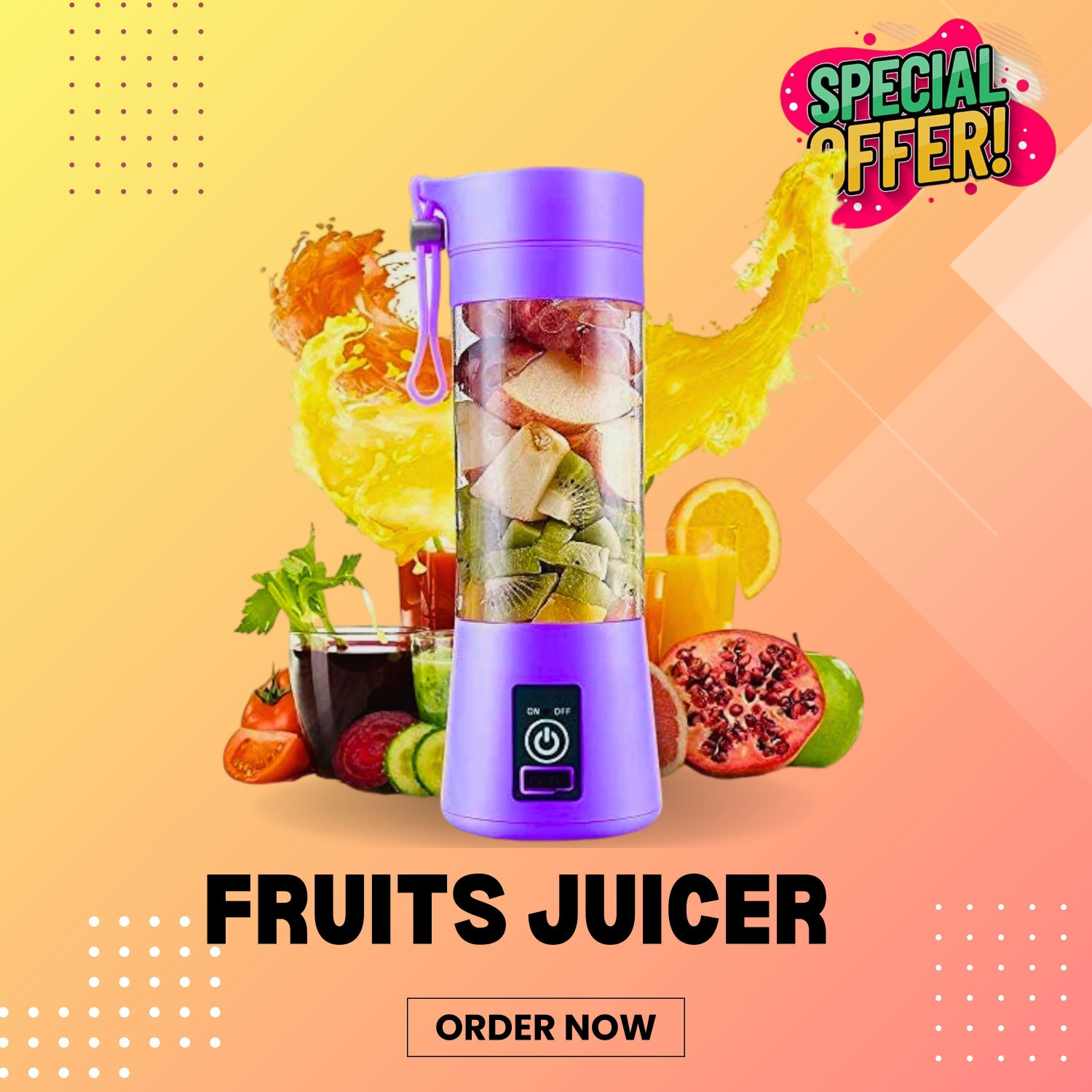 Image of JayGopalTrendz Electric Rechargeable Fruit Juicer Maker Portable USB Mini Juicer ShakerTY351 350 W Juicer Mixer Grinder