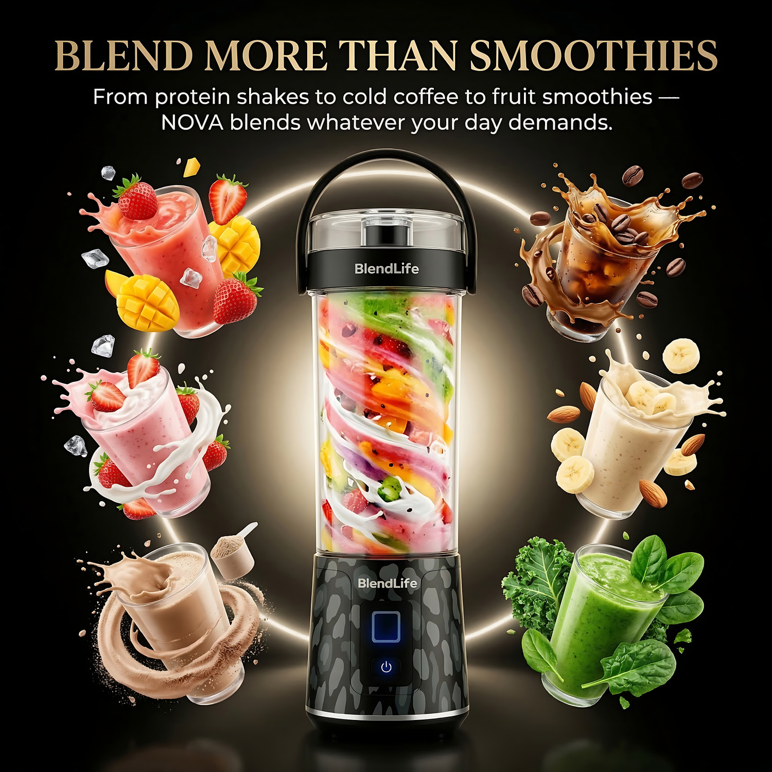 Image of BlendLife Nova Portable Blender, 600ml, 12-Blades, 2400mAh, Made in Bharat, BIS Certified 150 W Juicer Mixer Grinder