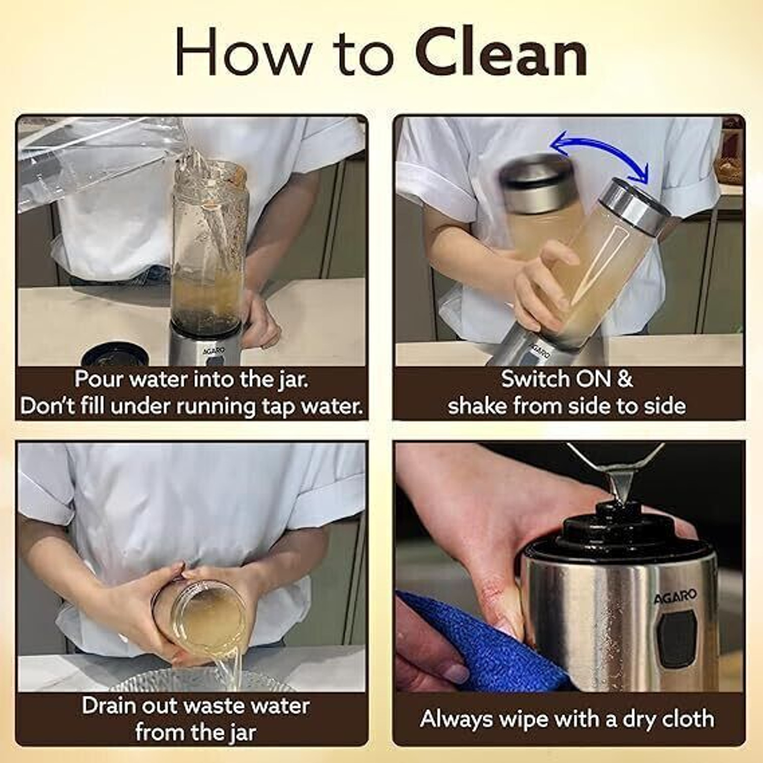 Image of AGARO Galaxy Portable Blender, For Smoothie And Juices 150 W Juicer Mixer Grinder