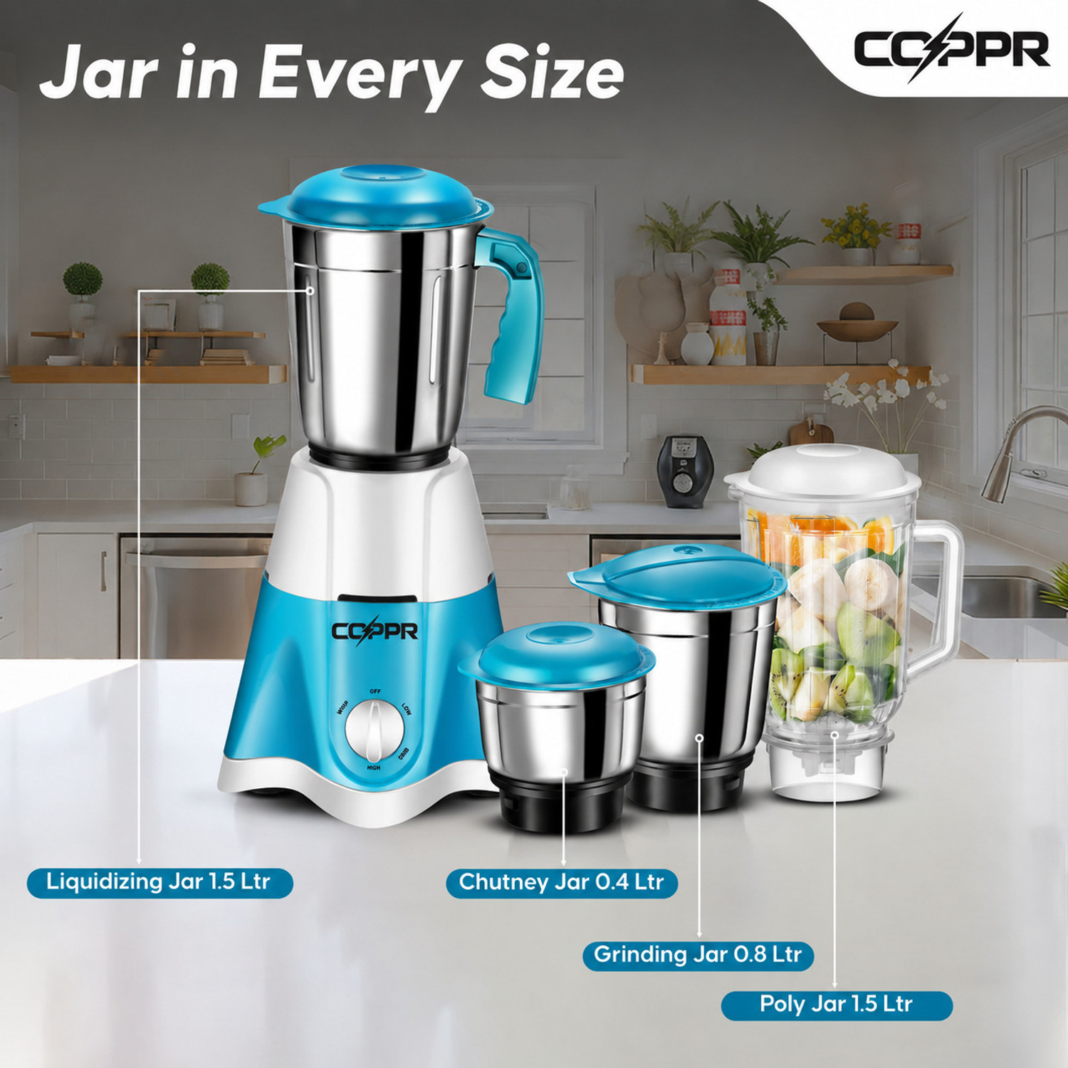Image of coppr Z White edition 2 year unconditonal warranty heavy duty copper motor 750 W Juicer Mixer Grinder