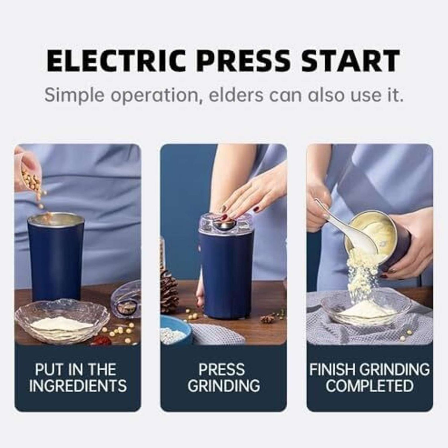 Image of VELUXA Electric Coffee Grinder Multipurpose Spice Grinder Stainless Steel 150 W Mixer Grinder