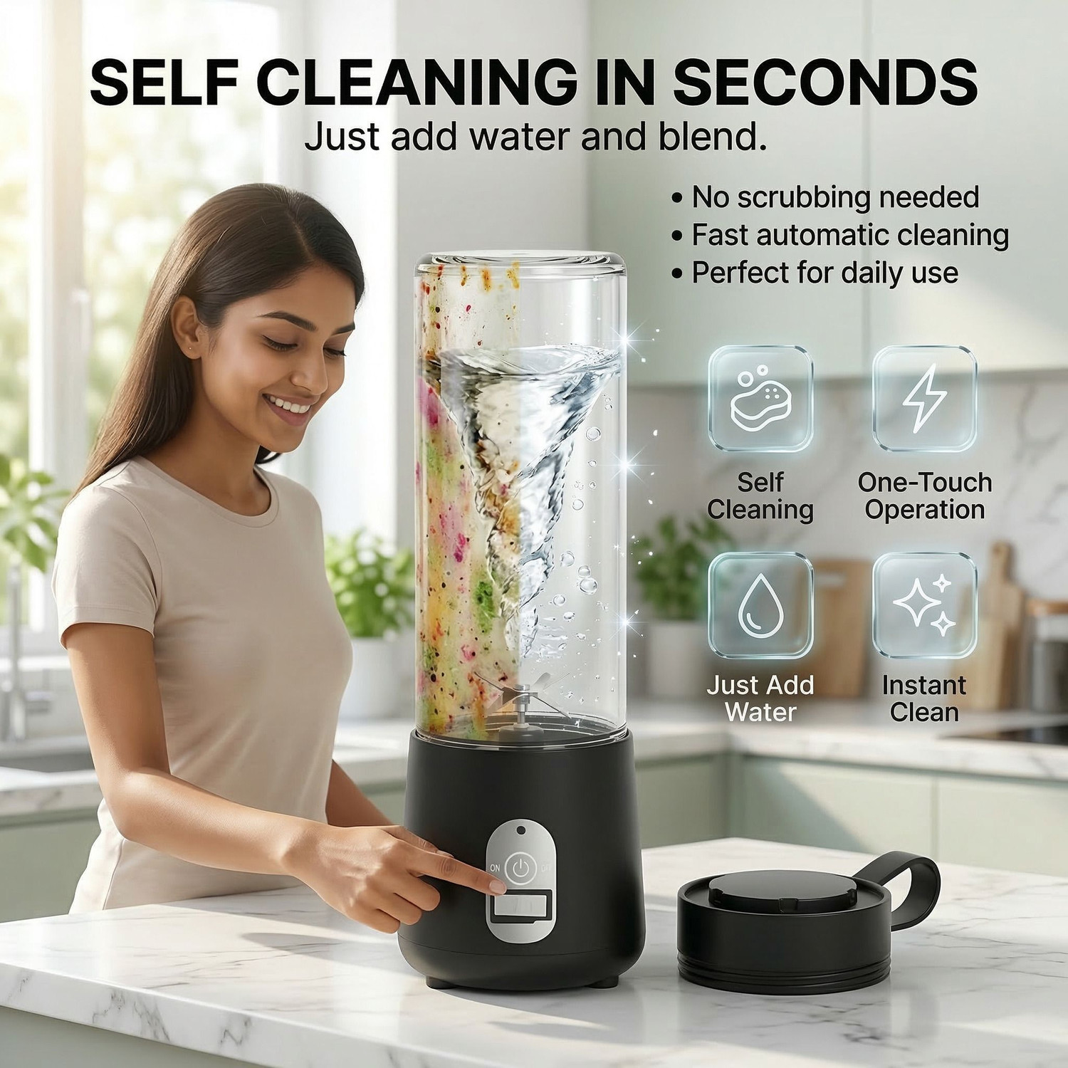 Image of blendjet Portable Blender 420ml USB Rechargeable | 1500mAh | 6 Steel Blades 150 W Juicer Mixer Grinder