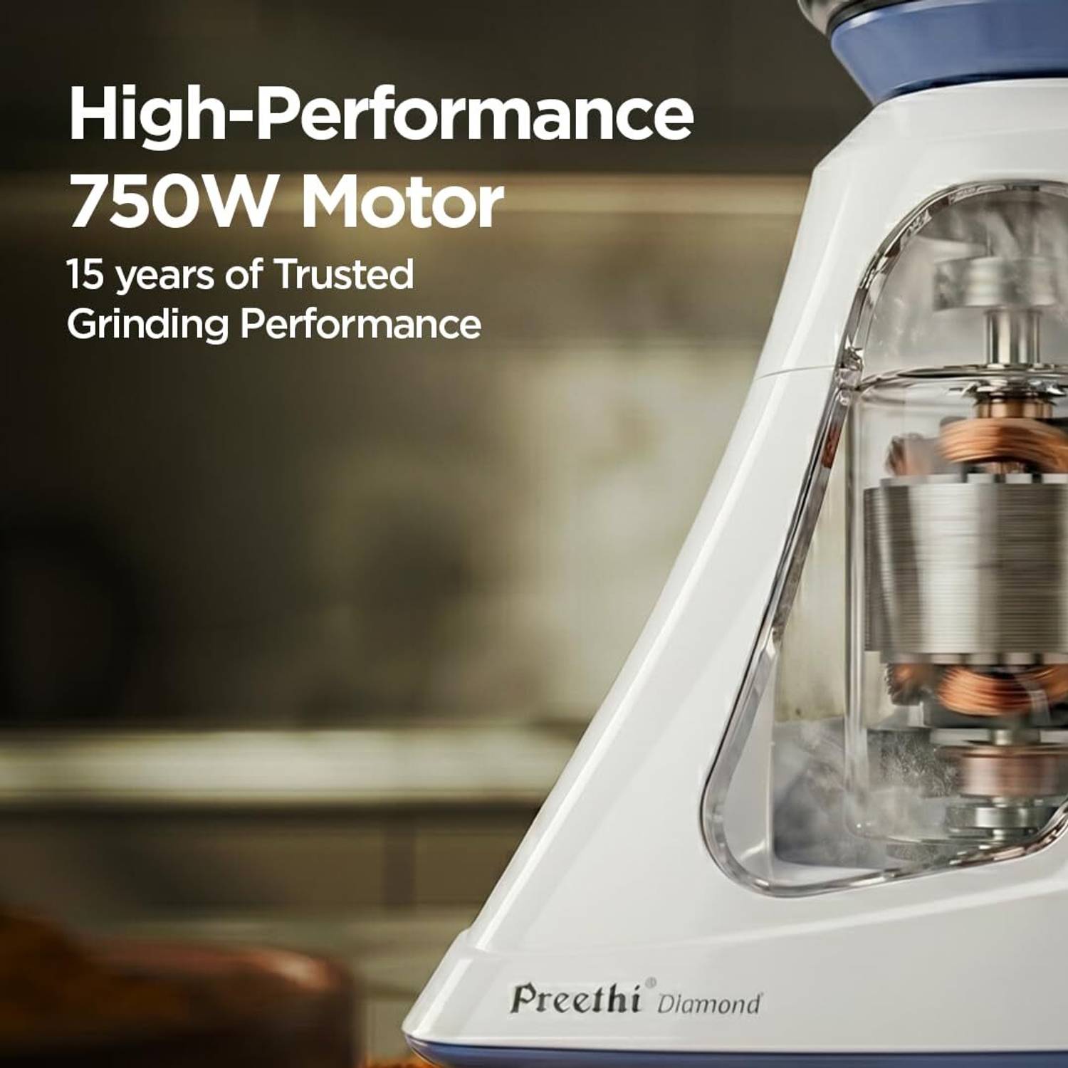 Preethi Blue Leaf Diamond 750W Mixer Grinder - Image 4