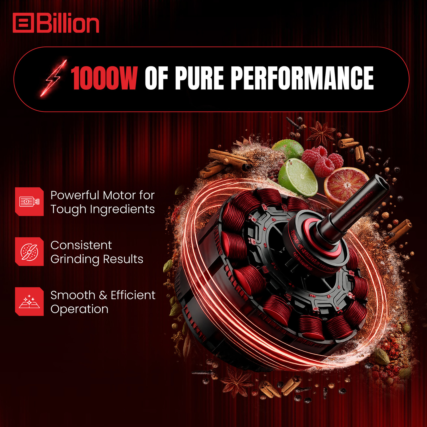 Image of Billion 4 Jars + Nutri & Sipper Jars with Coarse mode 1000 W Juicer Mixer Grinder