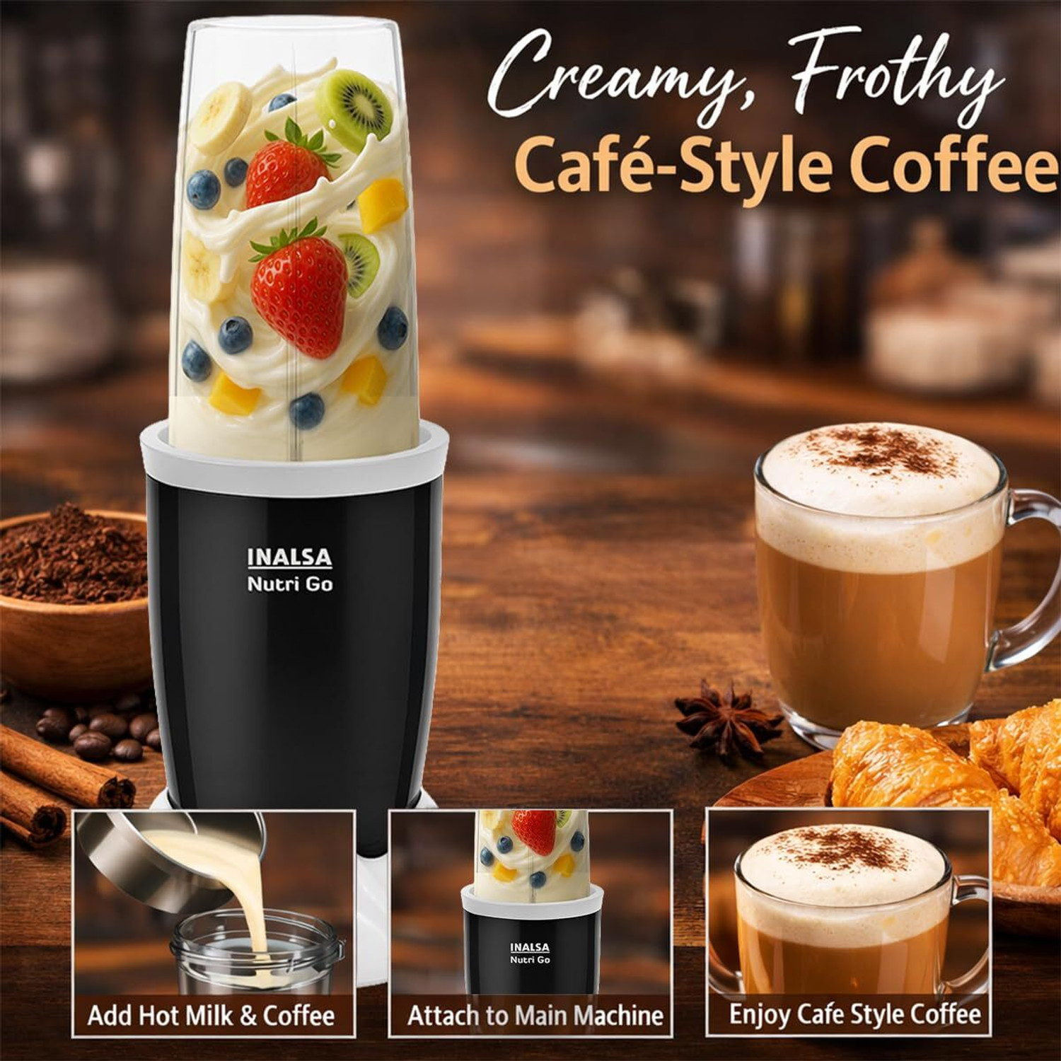 Image of Inalsa Nutri Go Blender|500W |3 Jars| For Smoothie,Shakes,Spices & Dry Fruits 500 W Mixer Blender