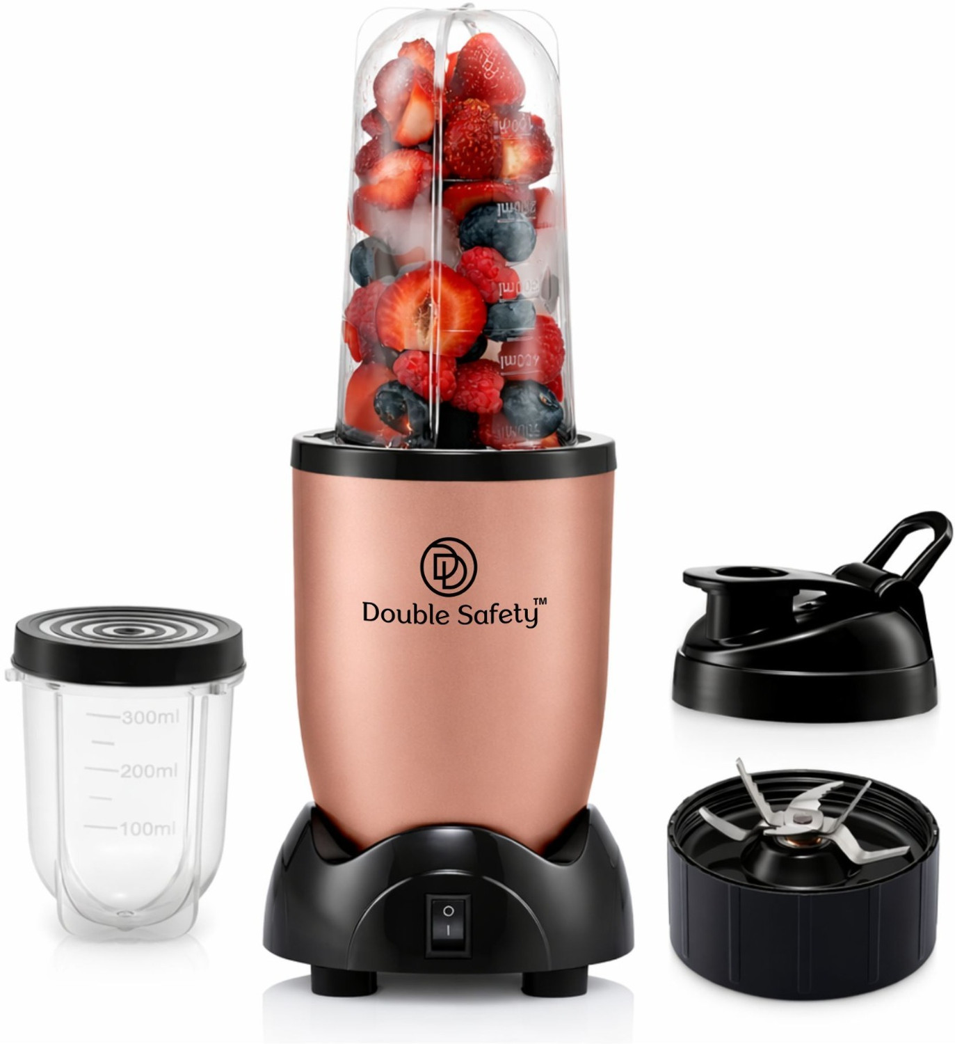 Image of Double Safety Blender 500W for Smoothies, Shakes, Chutney & Dry Grinding 500 W Juicer Mixer Grinder