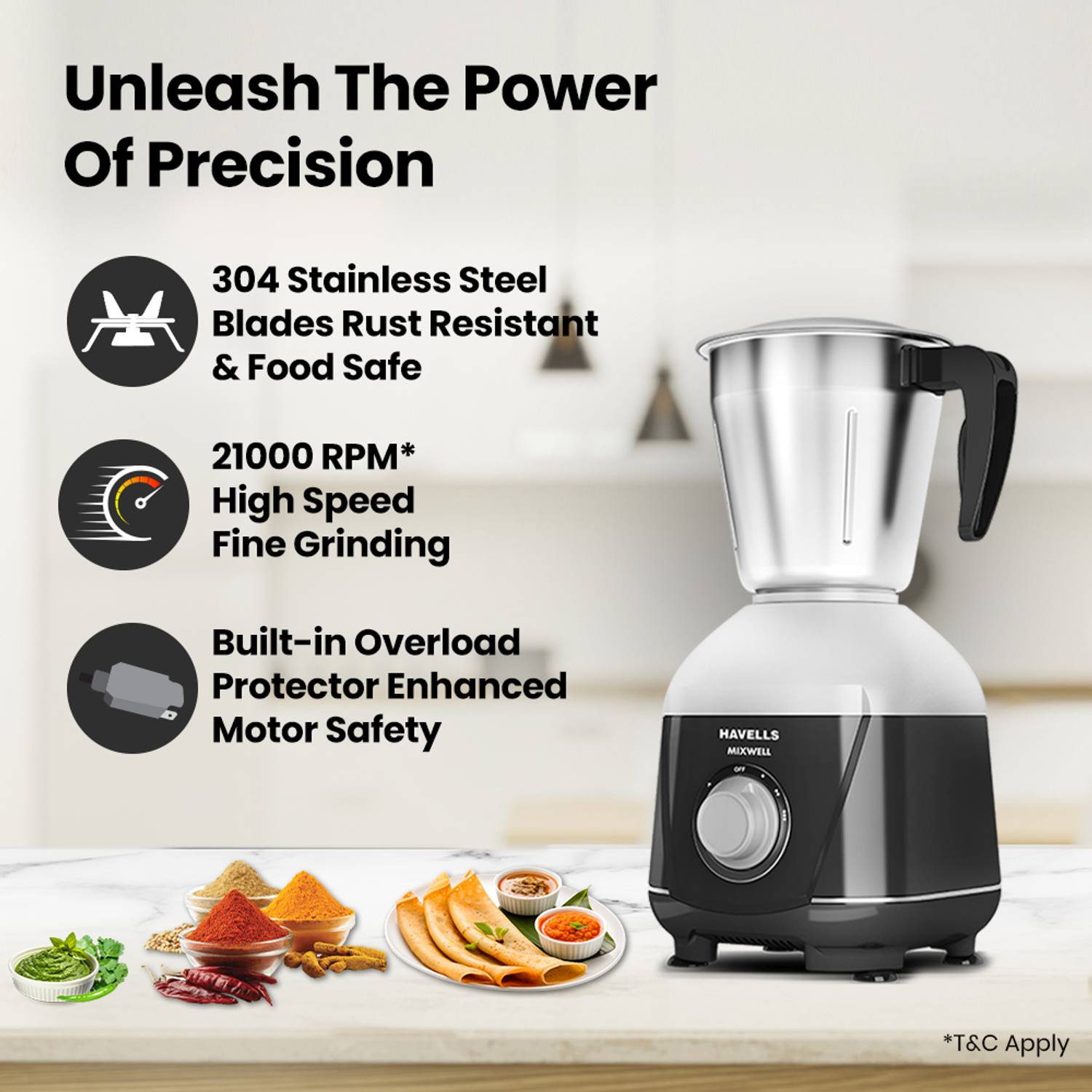 HAVELLS GHFMGCIE050 500 W Mixer Grinder - Image 5