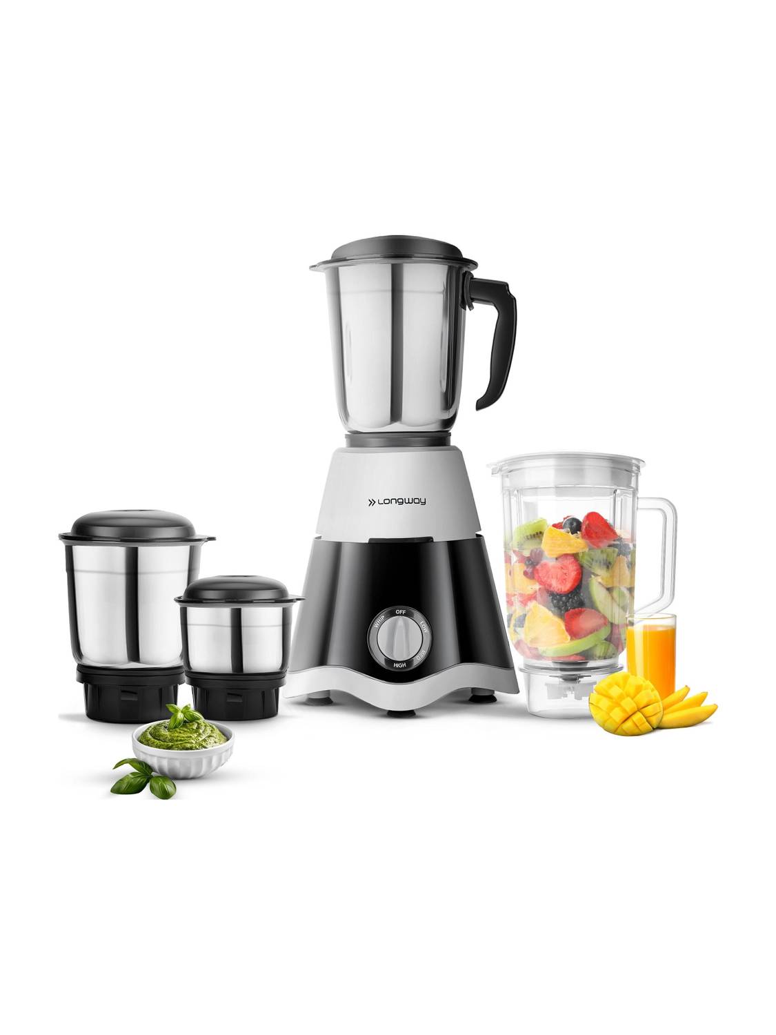 Longway Powerful Motor for Grinding, Mixing, Juicing Up to 750 W Juicer Mixer Grinder