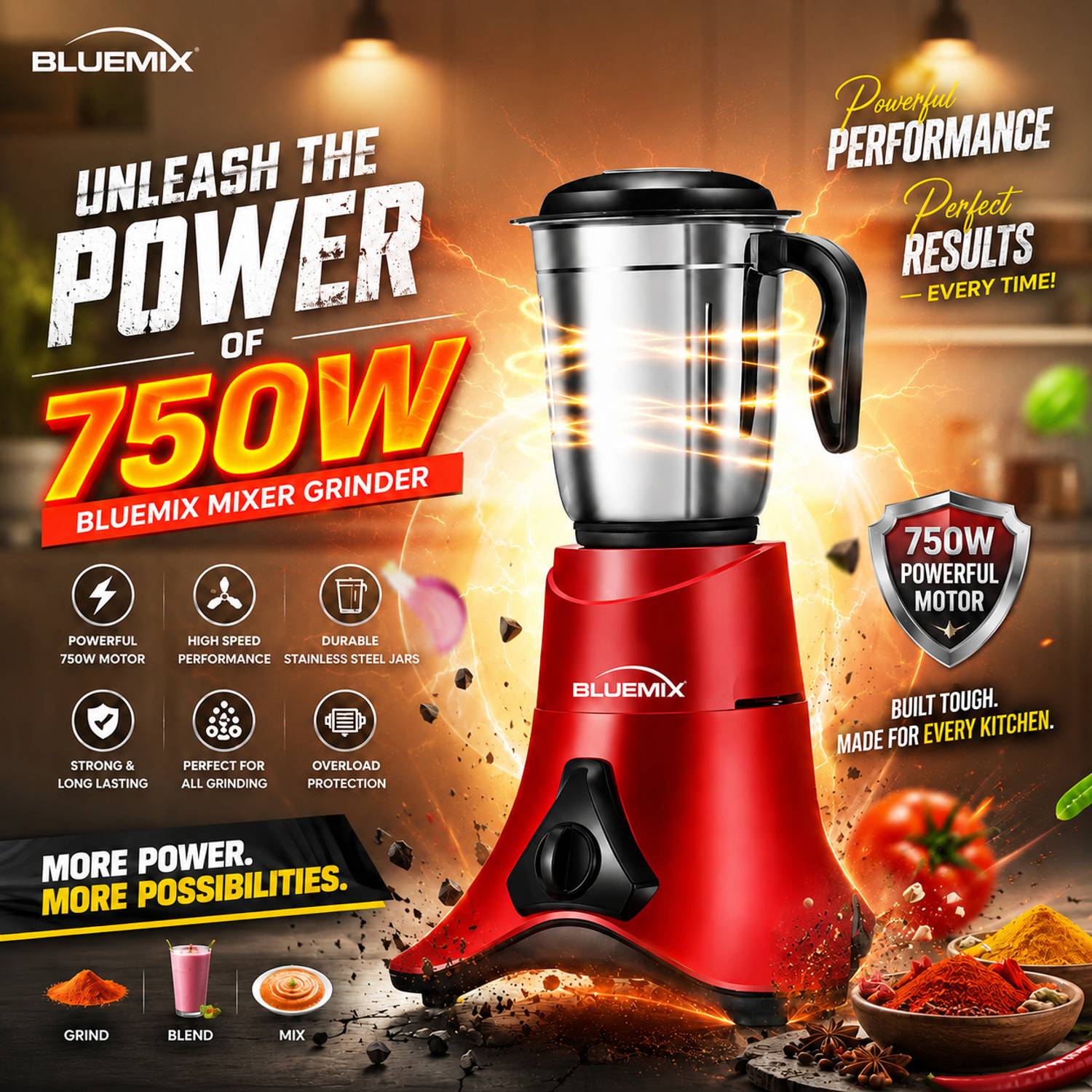 Bluemix Smart 700 W Mixer Grinder - Image 2