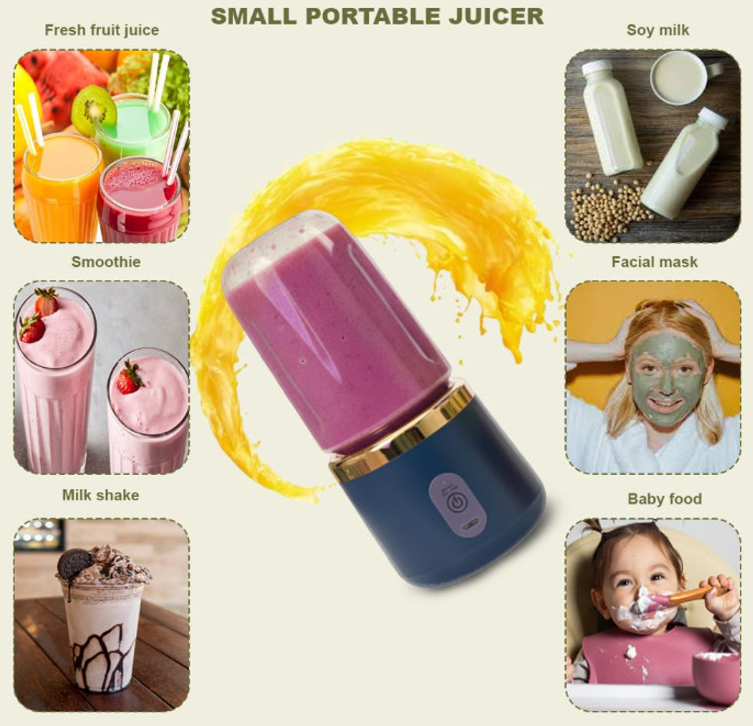 Image of Kaashvi enterprises Portable Mixer Jar Juicer USB Blender For Juice & Smoothies 40 W Juicer