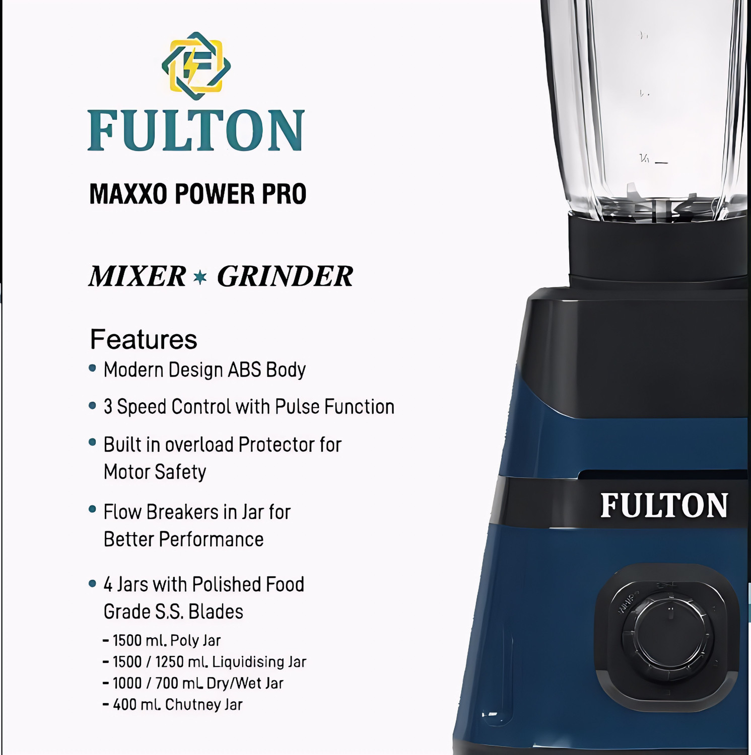 Image of FULTON MAXXO POWER PRO 750 W Mixer Grinder