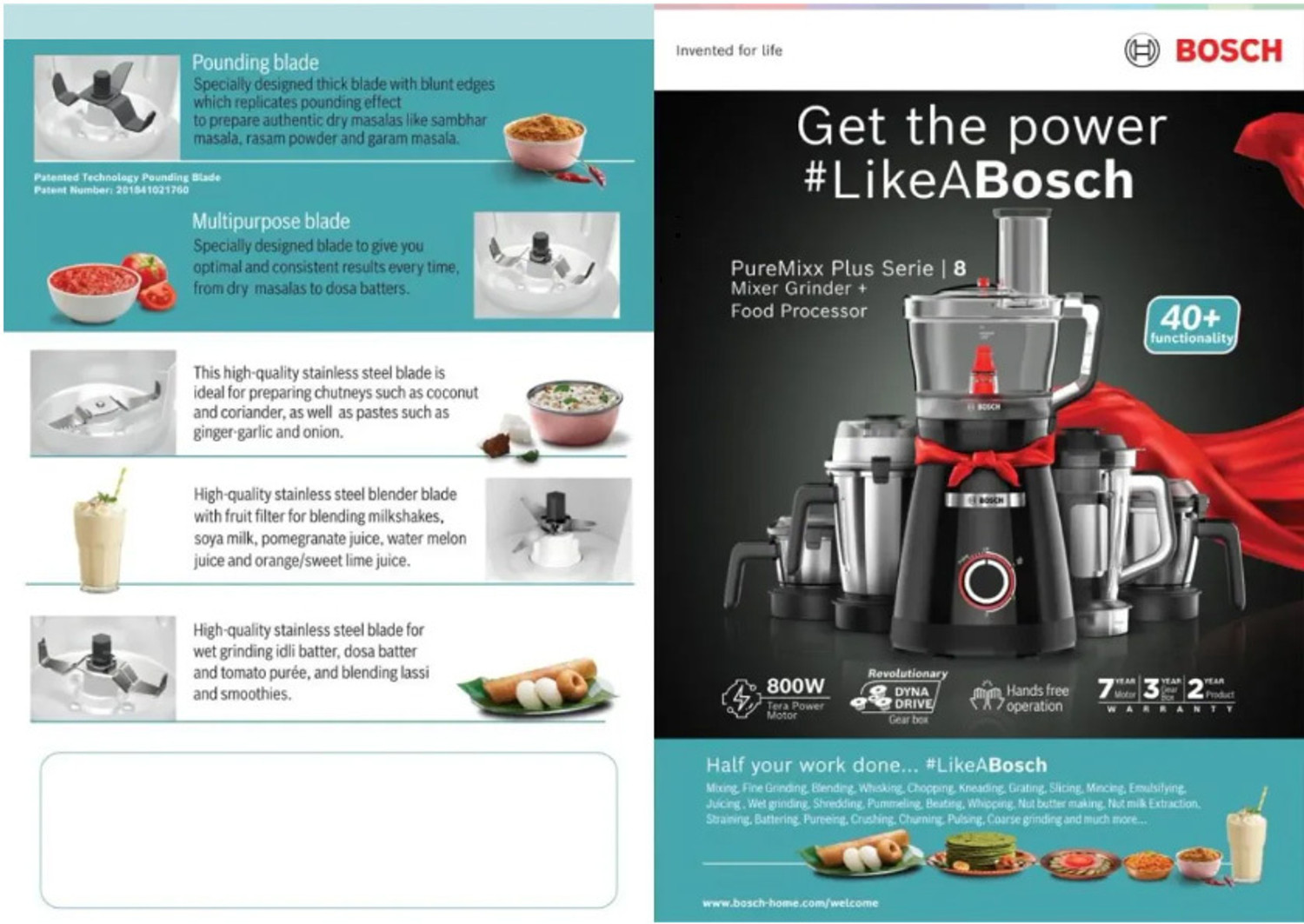 Image of BOSCH PureMixx Plus 800 W Mixer Grinder