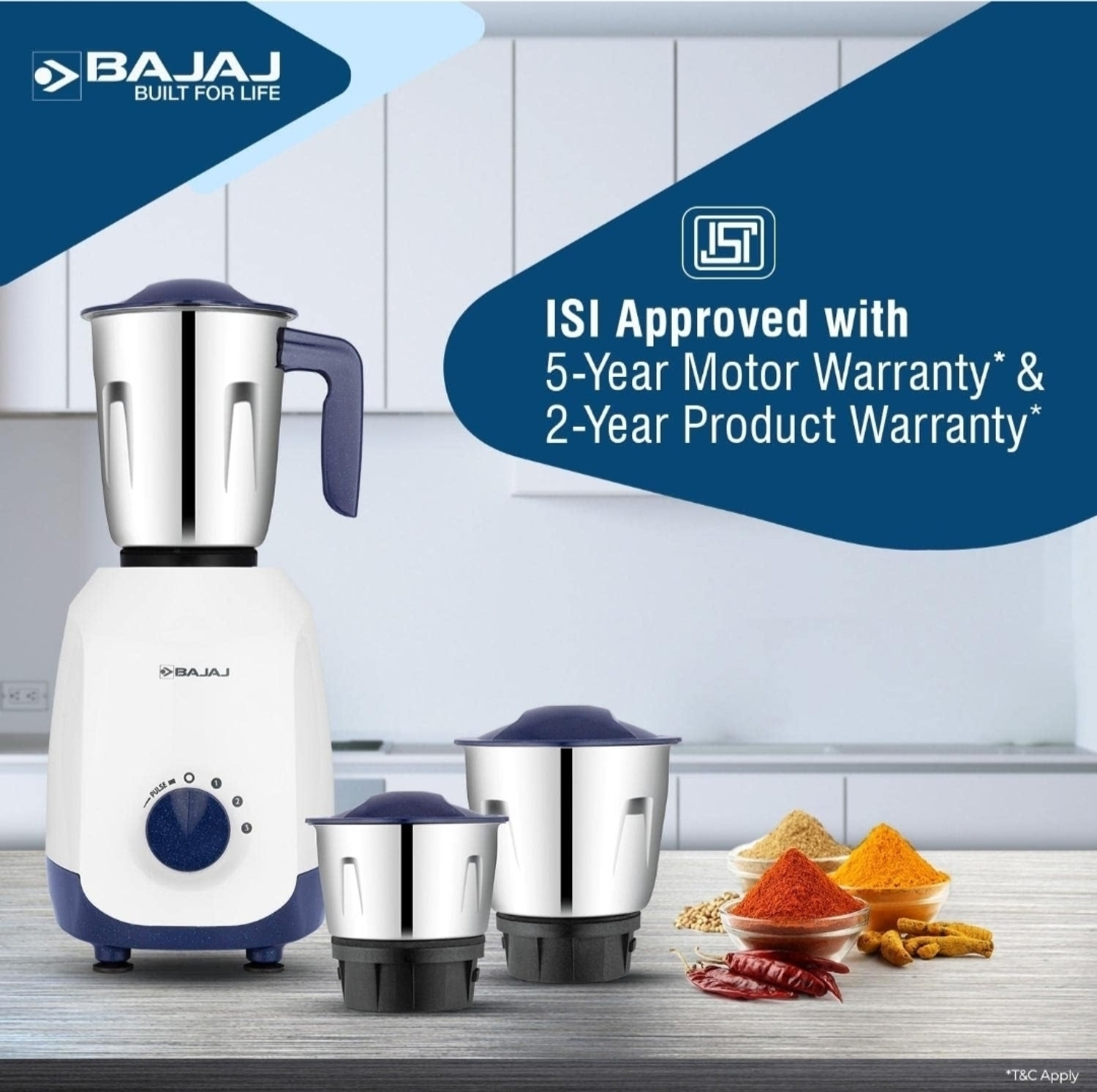 Image of BAJAJ MIXER GRINDER BUILT FOR LIFE 500 W Mixer Grinder