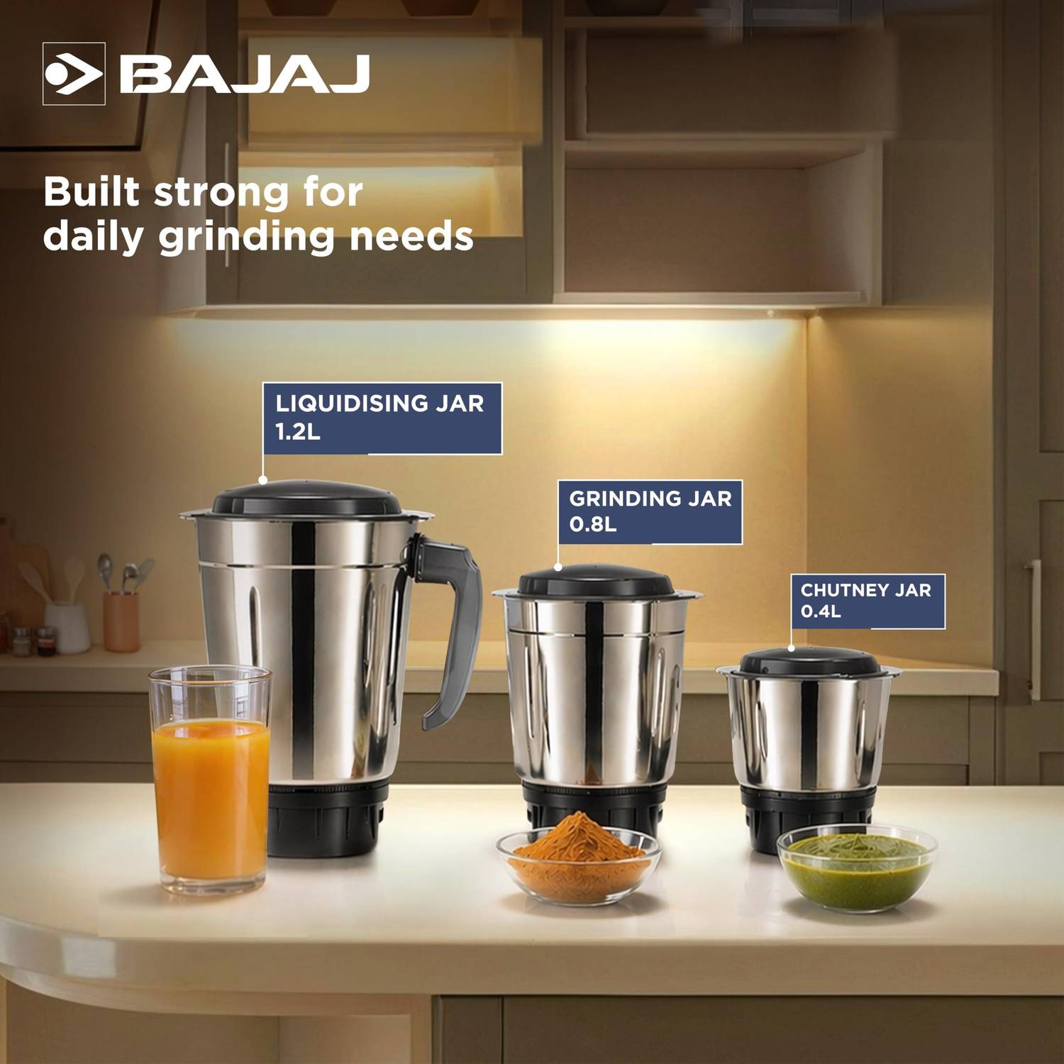 Bajaj GX 1 500W Mixer Grinder Blue - Image 4