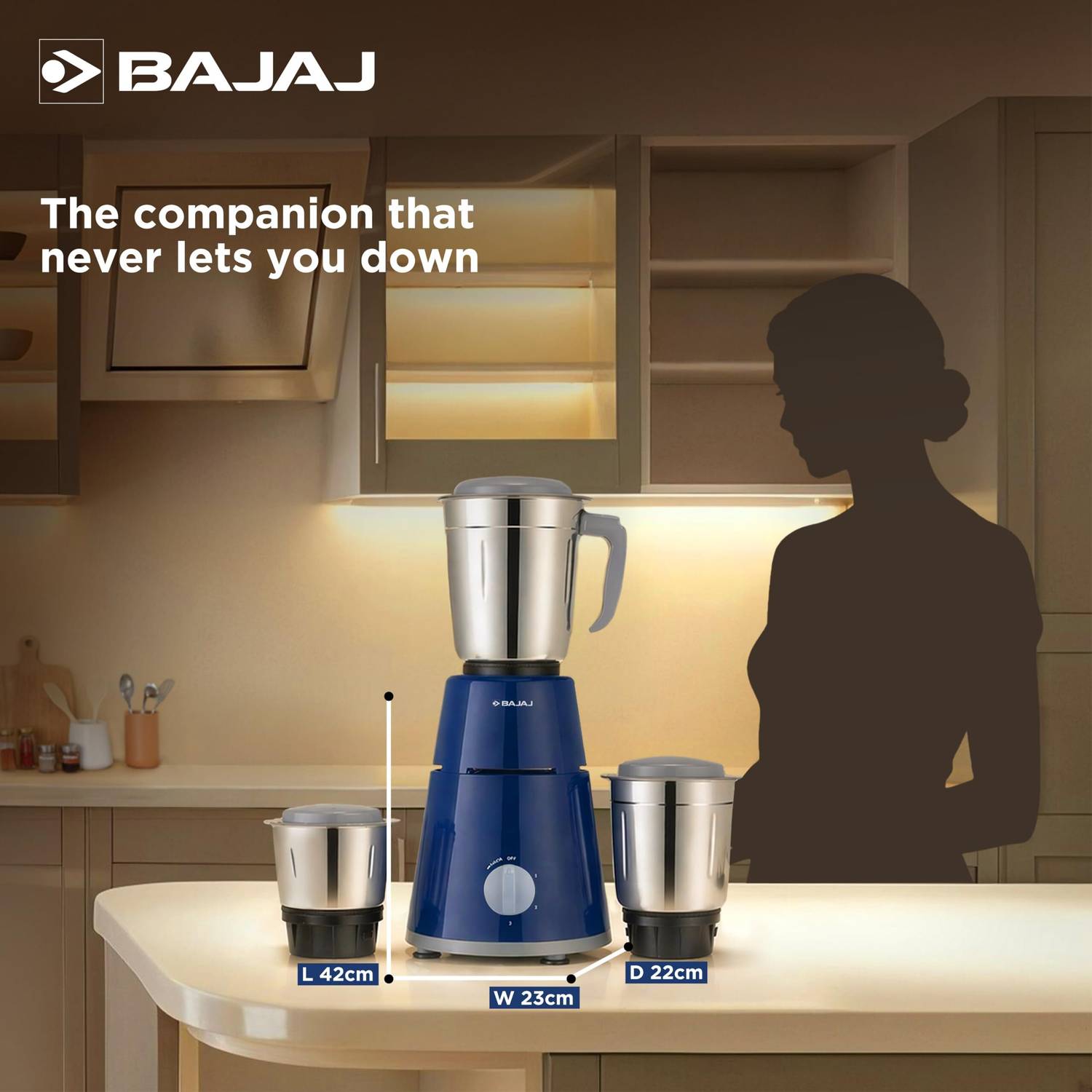 Bajaj GX 1 500W Mixer Grinder Blue - Image 5