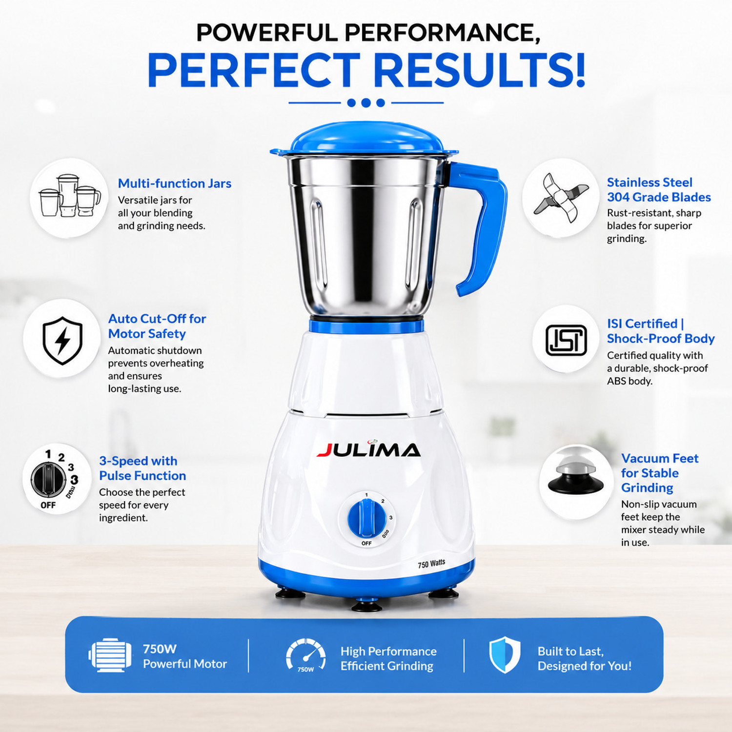 Image of JULIMA Superr Pro 750 W Juicer Mixer Grinder
