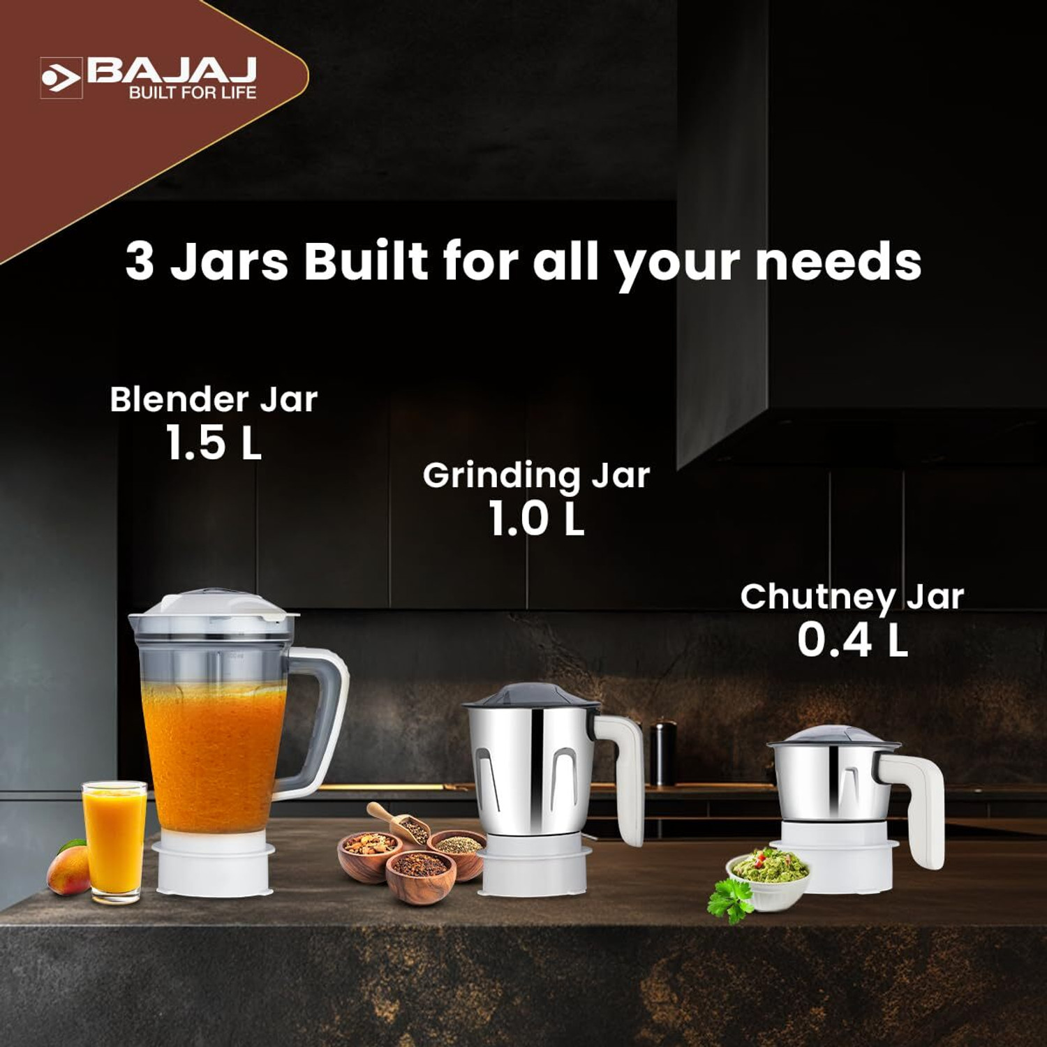 Image of BAJAJ PowerBlend 1000 W Juicer Mixer Grinder