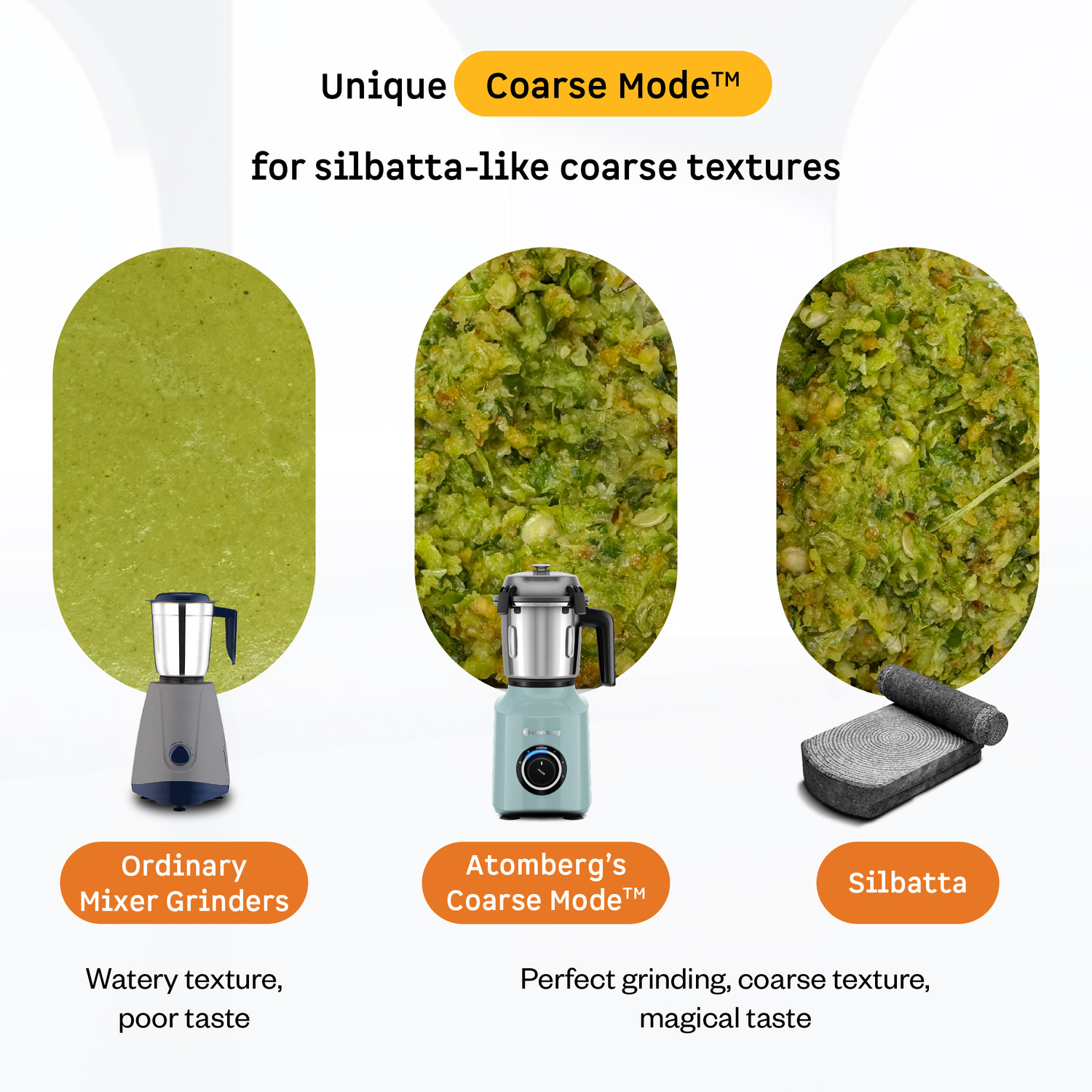Image of Atomberg Zenova Fresh | Safety Features | Coarse Mode for Silbatta-like Texture | 550 W Mixer Grinder
