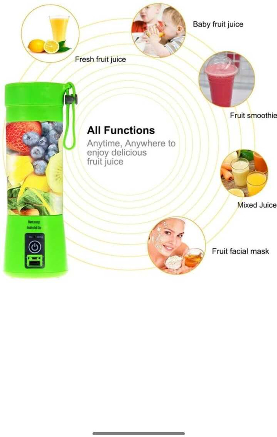 Image of MAHNOOR ENTERPRISES NG-01 Portable & Rechargeable USB Juicer Blender | 380ml Mini Smoothie Maker 240 W Juicer Mixer Grinder