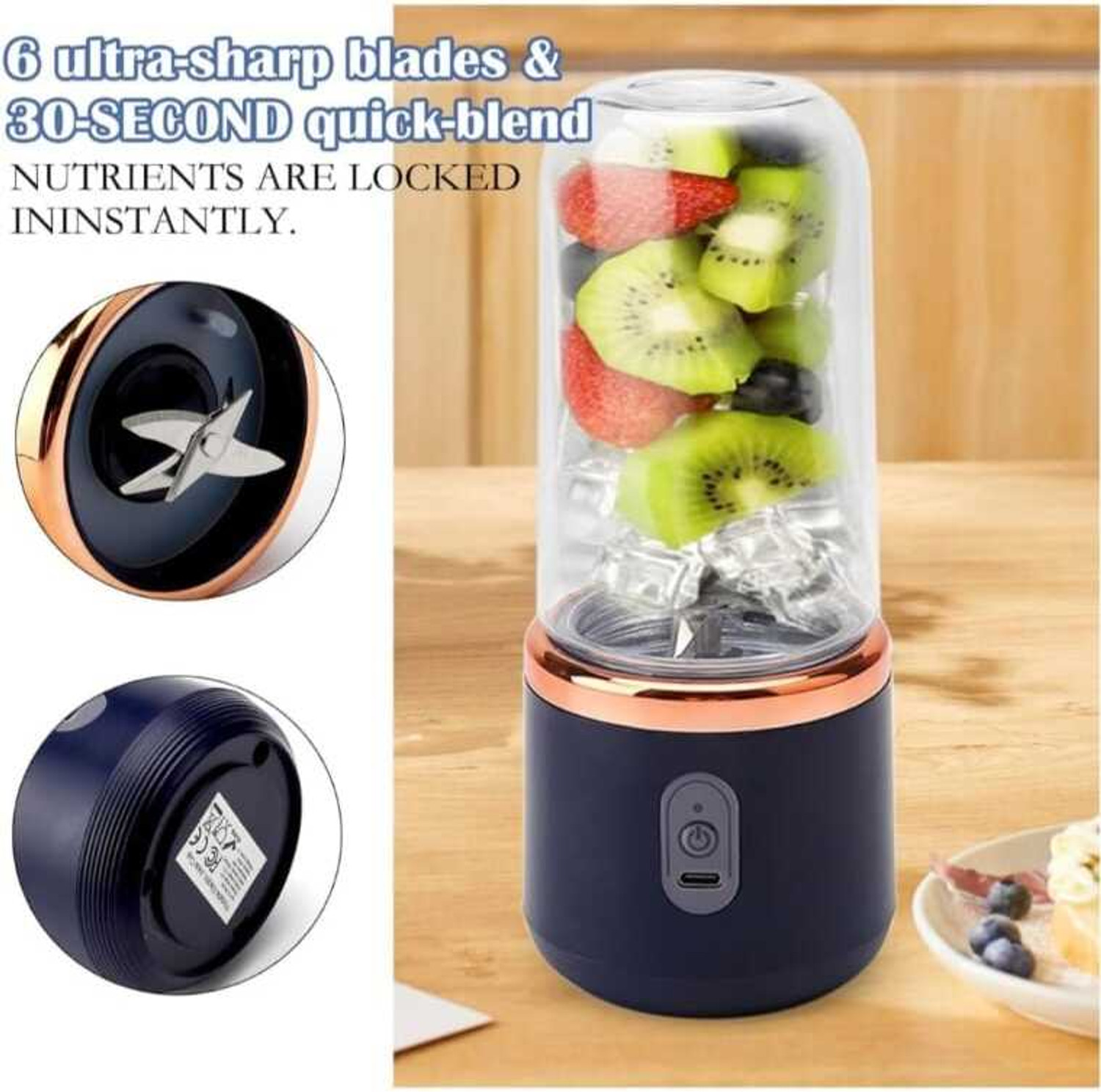 Image of MAHNOOR ENTERPRISES Portable Electric USB Rechargeable Juicer Mixer for Smoothies, Shakes & Juices 230 W Juicer
