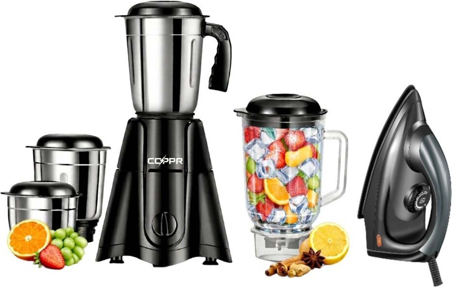 coppr 750 W Juicer Mixer Grinder + Iron Combo Pack of 750 - Image 1