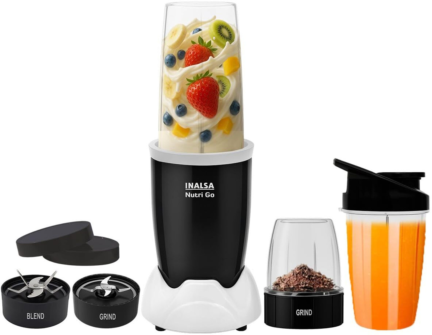 Image of Inalsa Nutri Go Blender|500W |3 Jars| For Smoothie,Shakes,Spices & Dry Fruits 500 W Mixer Blender