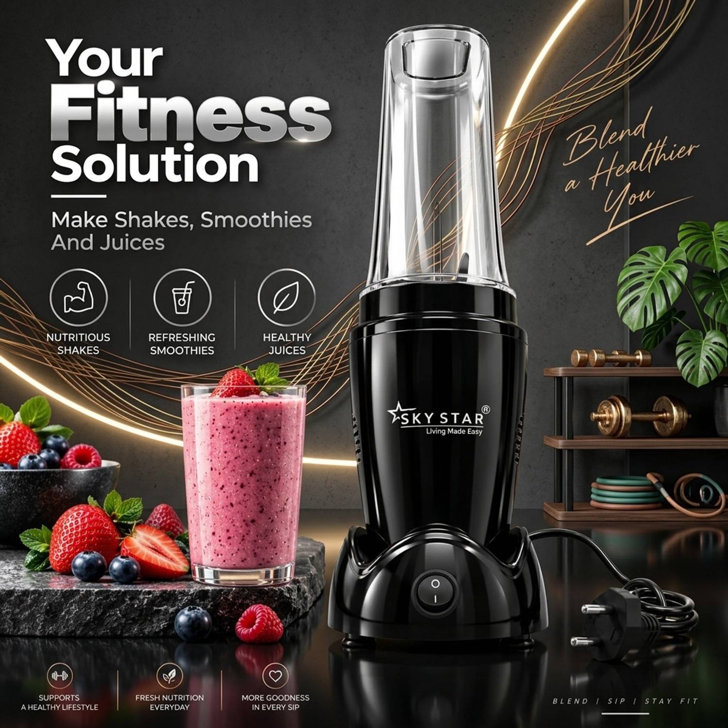 Skystar 2 Jar Black Bullet Nutri 750W Juicer Mixer Grinder - Image 4