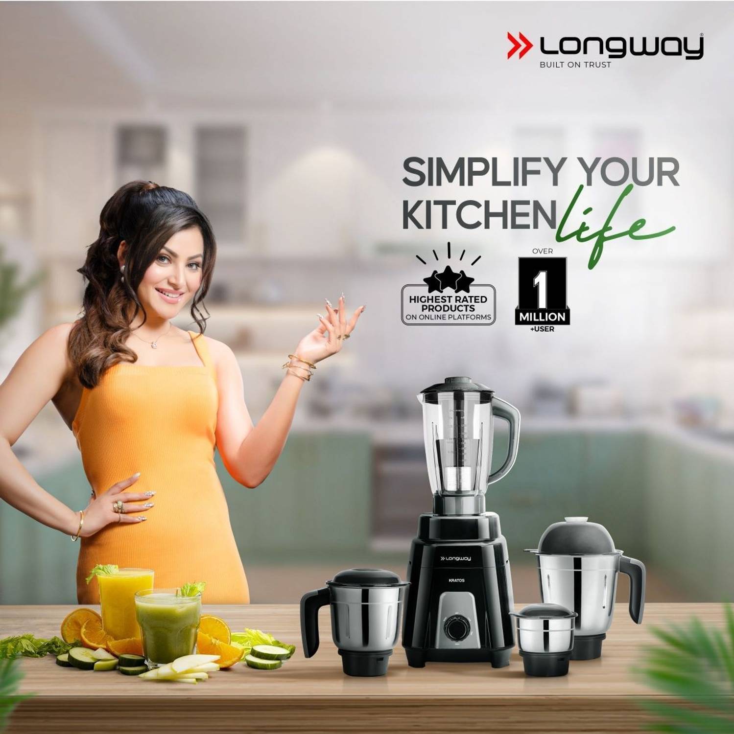 Longway Kratos 1000 W Juicer Mixer Grinder Price in India - Buy