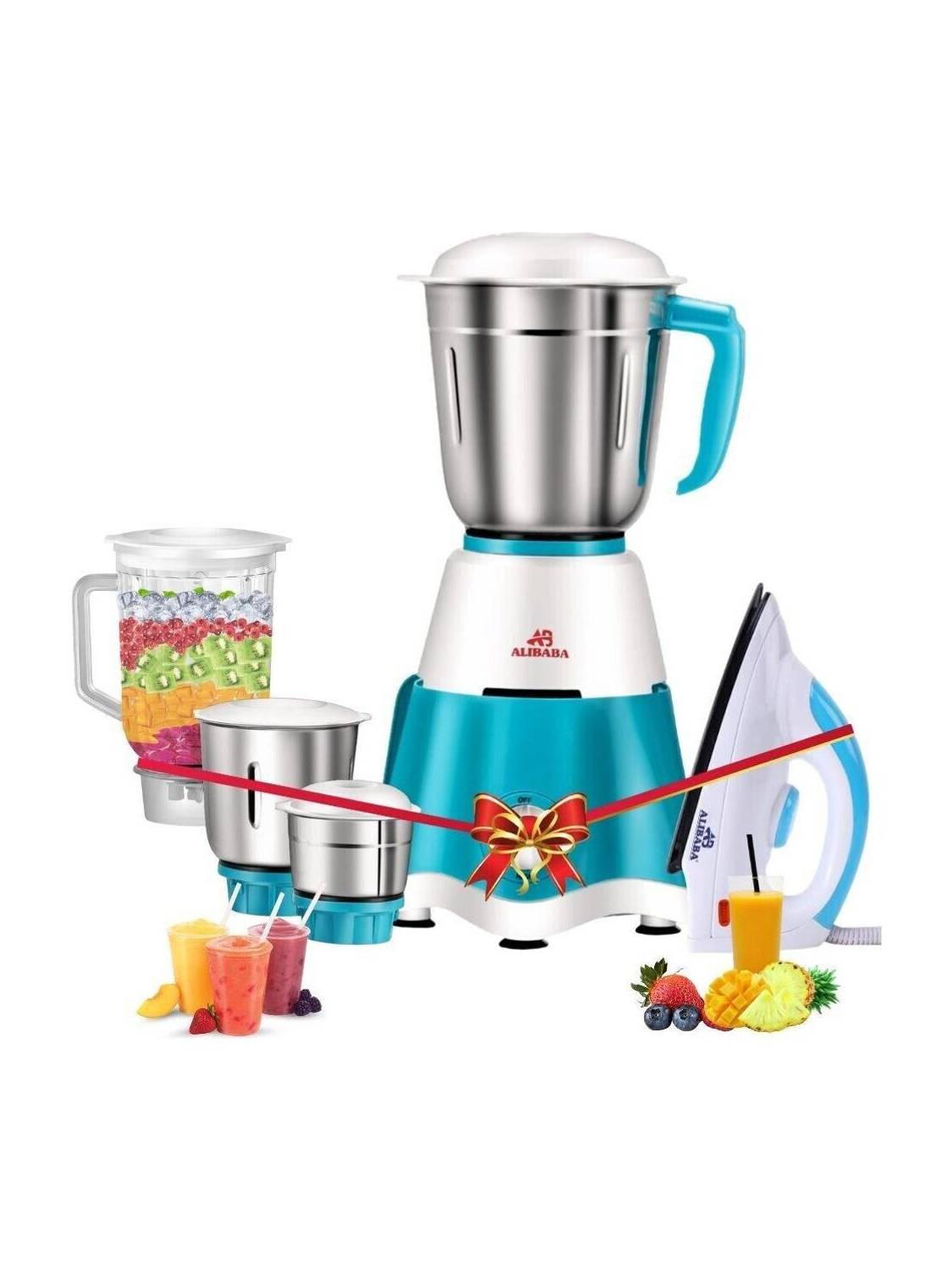 Alibaba Super Combo 750 W Dry Iron (White, Green) & 750 W Mixer Grinder