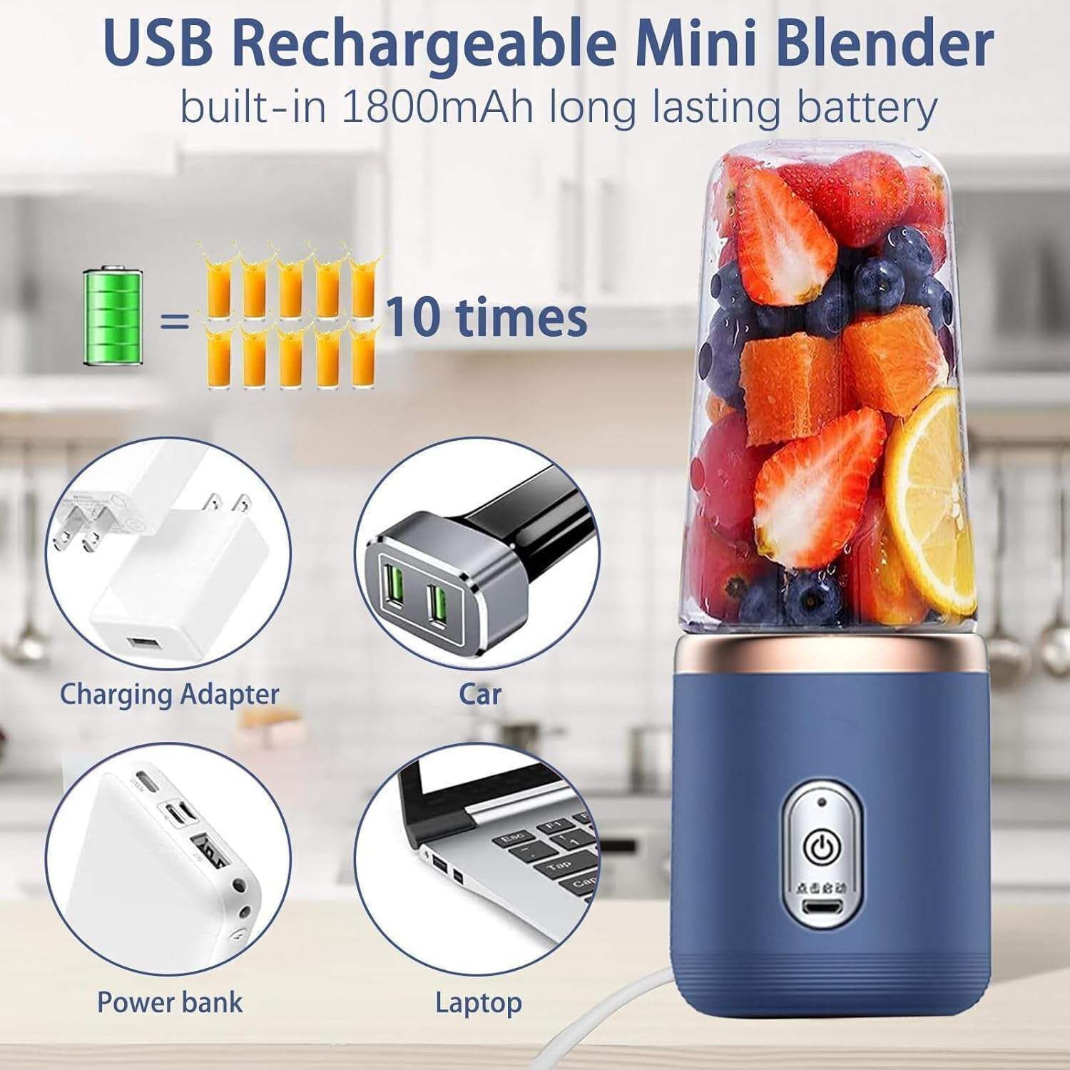 Image of Radhe Portable USB Rechargeable Juicer Blender Mini Smoothie Maker Bottle 200 W Juicer Mixer Grinder