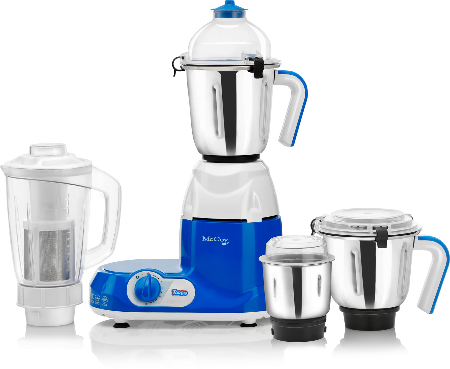 Image of Mccoy Turbo Mixer Grinder 750 W Mixer Grinder (Turbo | 4 Jars | blue / white)