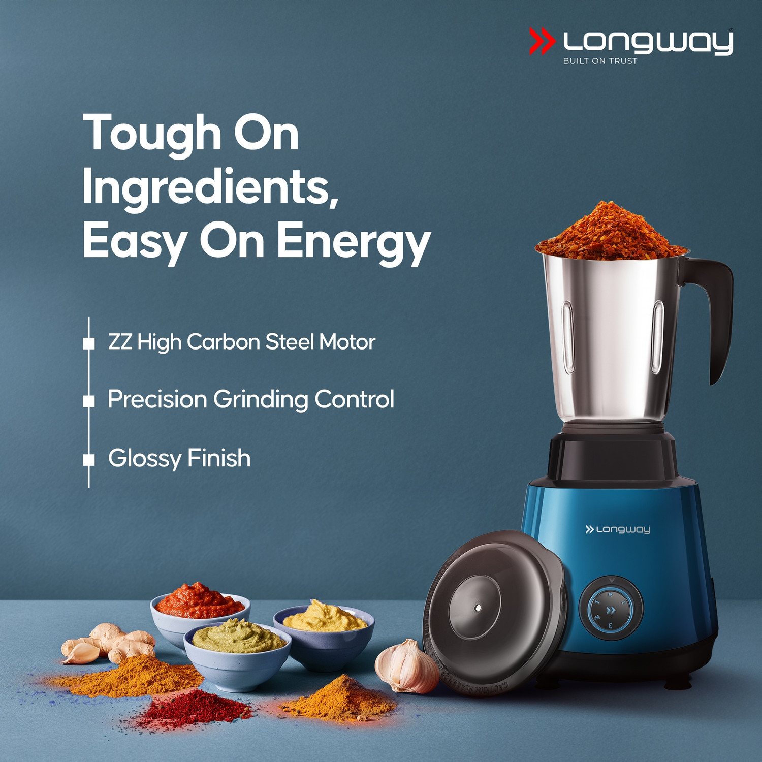 Image of Longway Powerful Motor for Grinding, Mixing, Juicing Up to 750 W Juicer Mixer Grinder