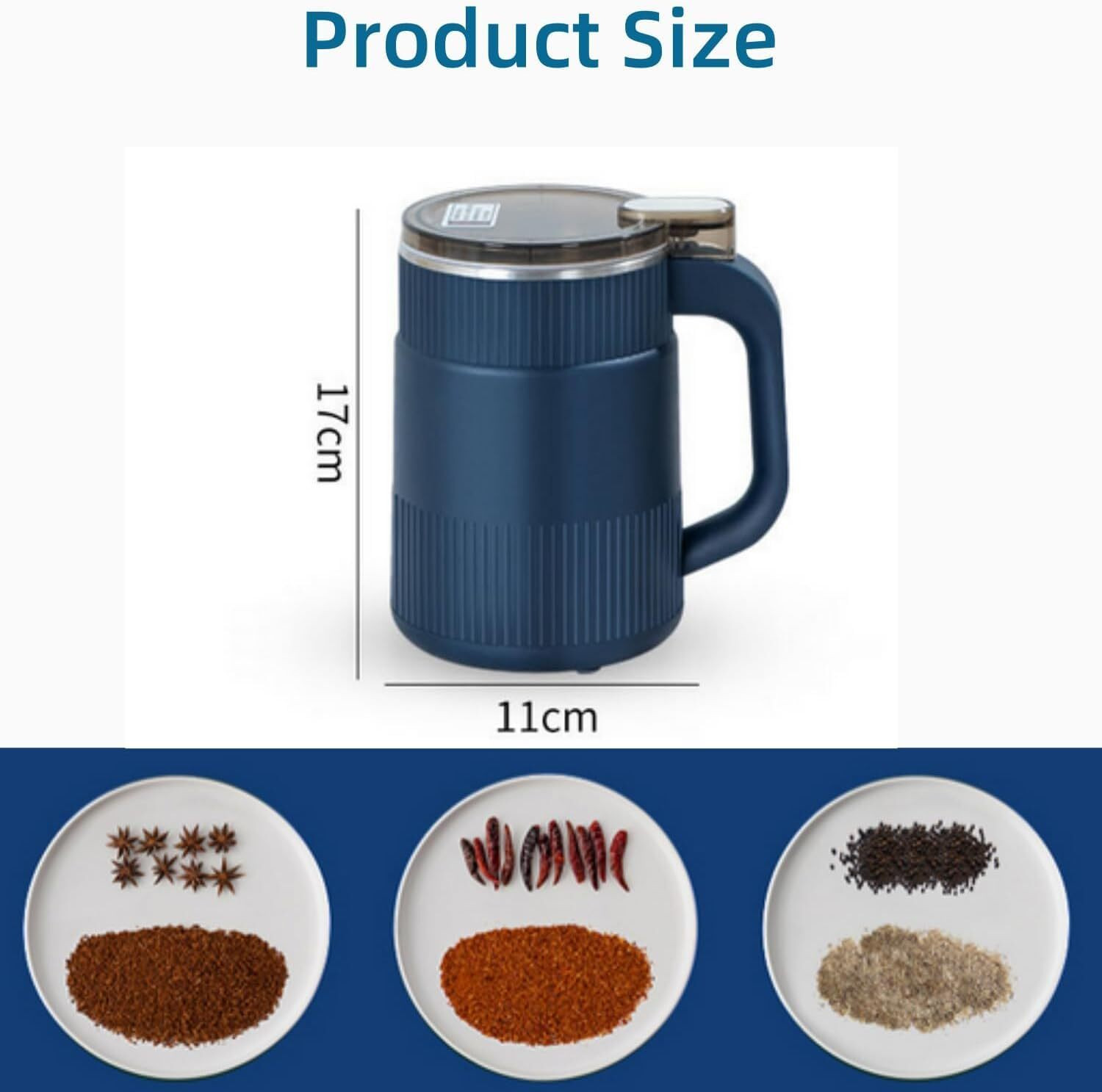 Image of ticrox Electric Coffee Grinder with Handle Mini Mixer for Masala, Dry Herbs & Nuts 300 W Mixer Grinder