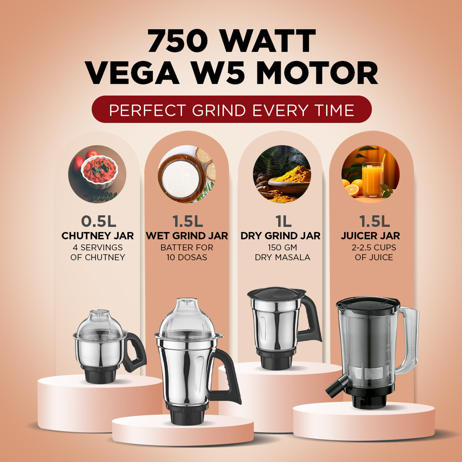 Image of Preethi Zodiac Black 750 W Juicer Mixer Grinder