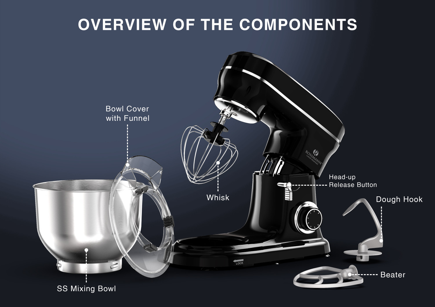 Image of ROSSMANN Stand Mixer 1600 W Mixer Grinder