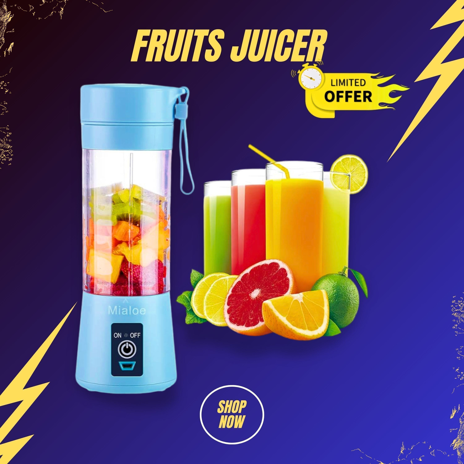 Image of Ganesh store Electric Rechargeable Fruit Juicer Maker Portable USB Mini Juicer ShakerTY422 350 W Juicer Mixer Grinder