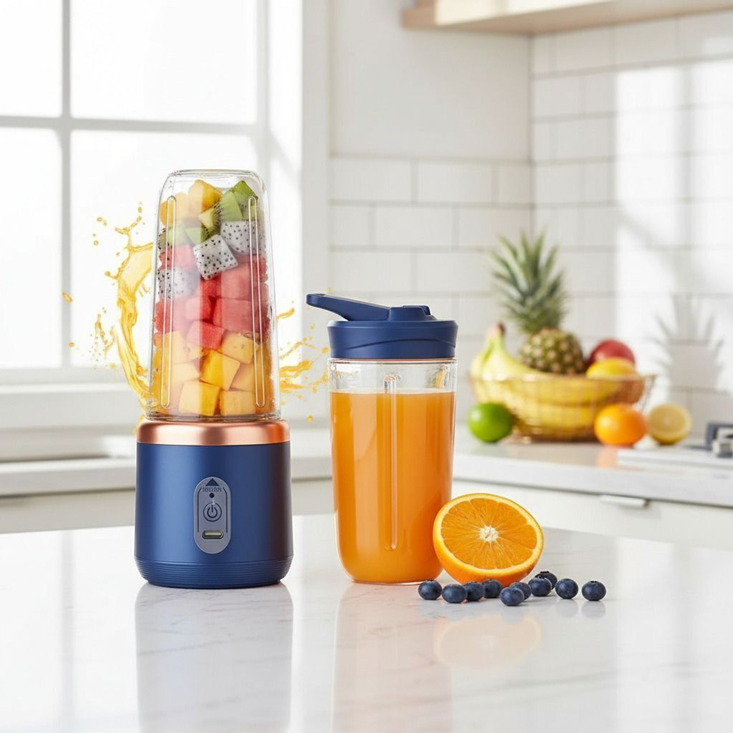 Image of MST Goldi Portable USB Rechargeable Juicer Blender Mini Smoothie Maker Bottle 550 W Juicer Mixer Grinder