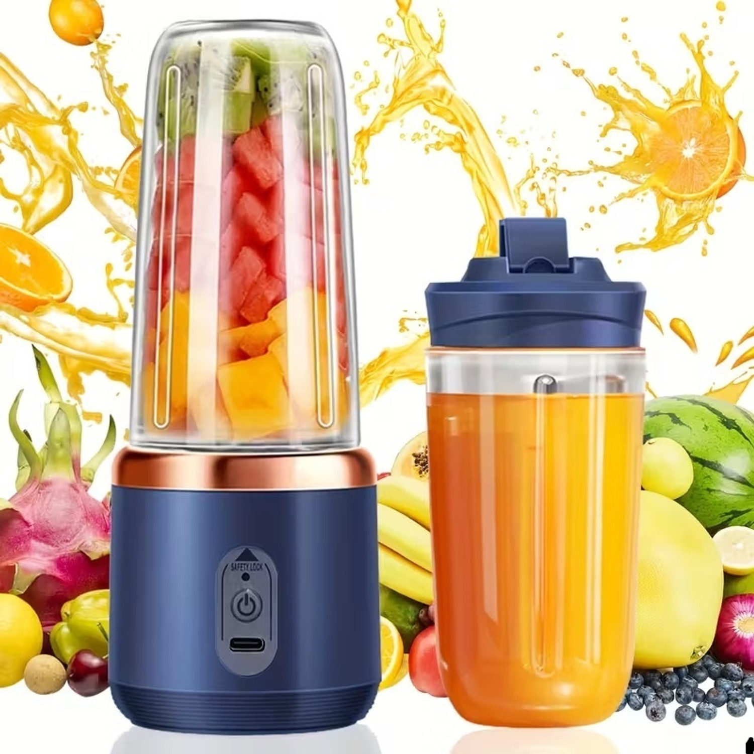 Image of Sasimo Portable Blender Juicer Mixer for Shakes,Smoothies And Juices ice etc USB-C Port 40 W Juicer Mixer Grinder